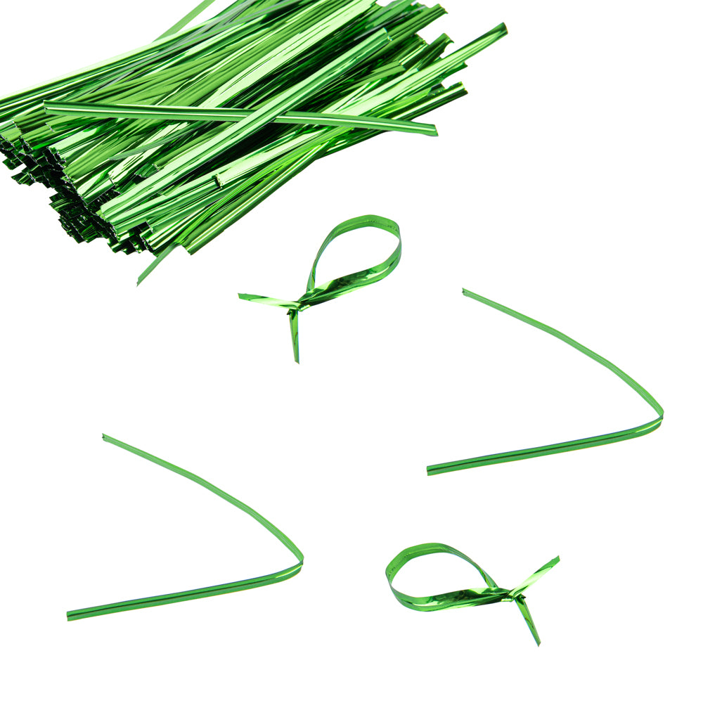 Green Metallic Twist Ties for Bags - 500 Count Box | Secure & Reseal Food Storage, Bread Bags, Produce Bags & More