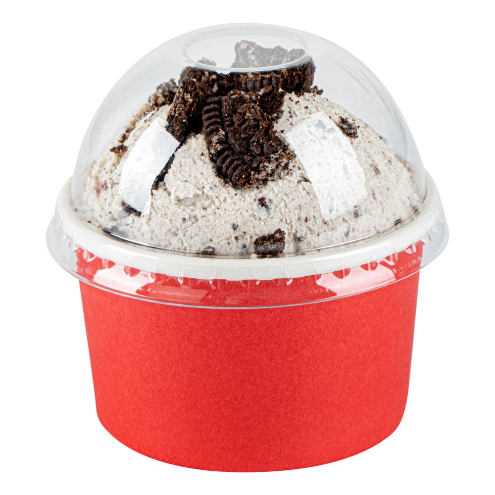 50 Pack Clear Plastic Dome Lids for 3oz Coppetta To-Go Cups | Disposable Dessert Cup Lids | Perfect for Ice Cream, Yogurt & Pudding Takeout | Restaurant & Bakery Supplies