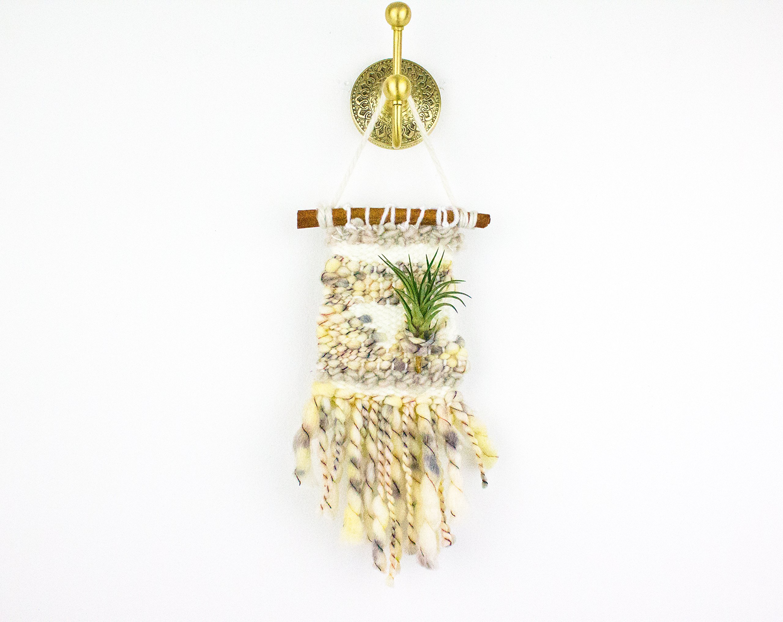 Mini Woven Tapestry Air Plant Holder - Handmade Boho Wall Hanging Decor for Tillandsia - Perfect for Home, Office, and Wedding Decorations