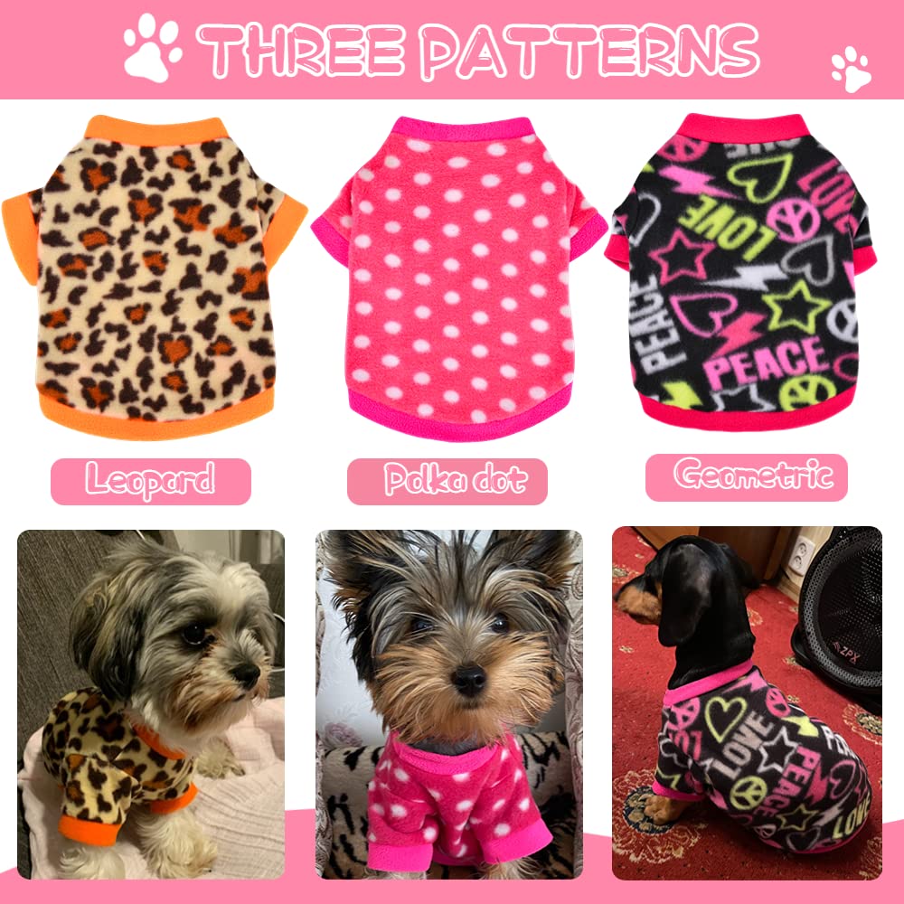 3-Piece Small Dog Sweaters for Yorkie, Chihuahua & Teacup Puppies - XS Fleece Coats for Female Dogs & Cats - Warm Winter Outfits for Indoor & Outdoor Use