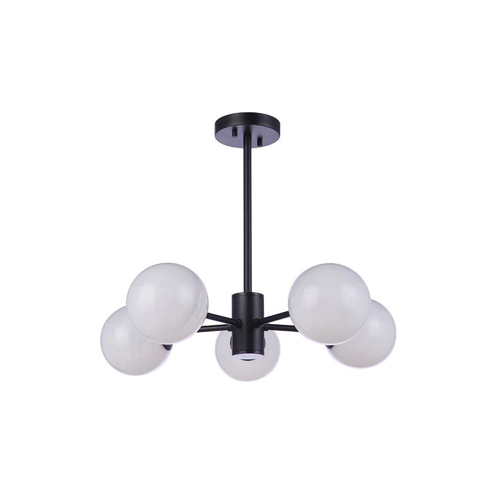 Bellini II 5-Light Semi Flush Mount Ceiling Fixture - Matte Black Finish | Modern Lighting for Bedroom, Living Room & Dining Room