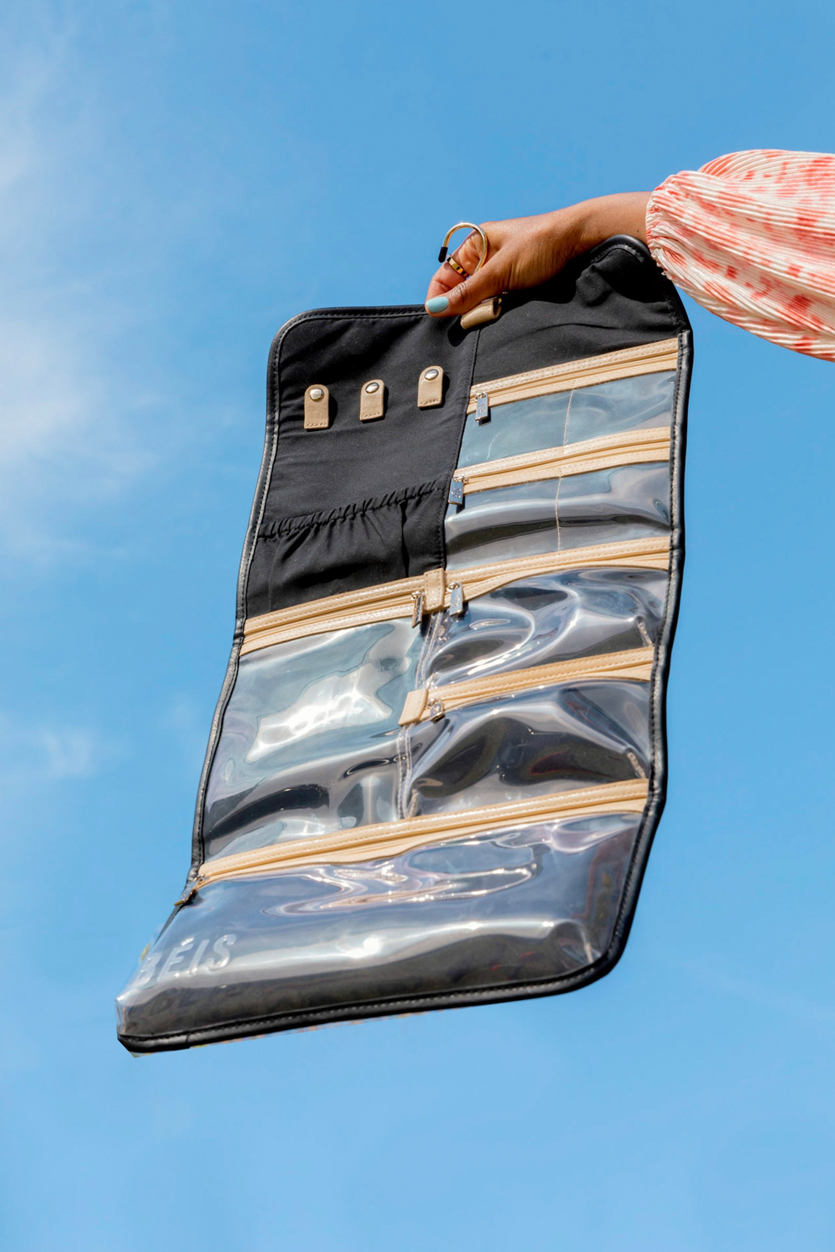 Black Hanging Jewelry Organizer - Portable Travel Jewelry Storage Case for Necklaces, Earrings & Bracelets - Perfect for Closet, Dorm Room & Suitcase