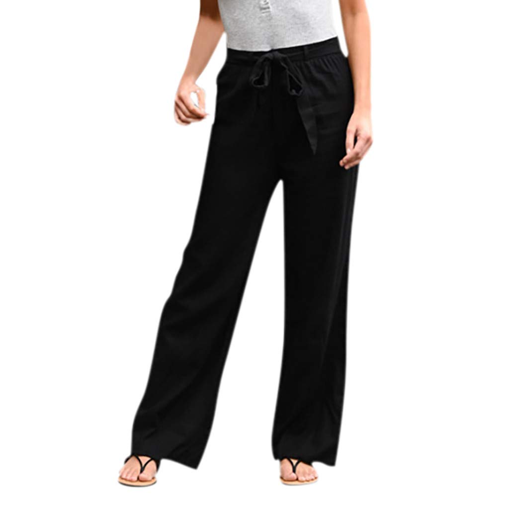 Women's High Waisted Loose Leggings - Casual Wide Leg Bandage Pants for Jogging, Yoga & Lounge - Solid Color Comfortable Workout Pants for Women