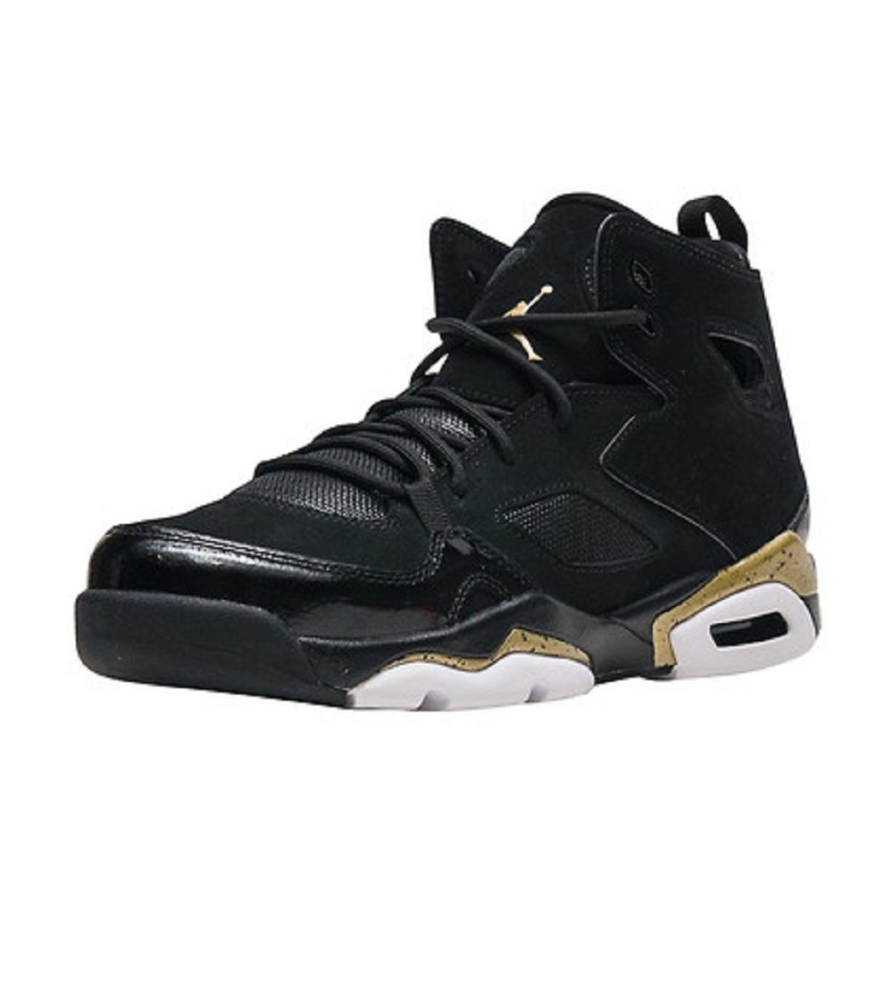 Nike Jordan FLTCLB '91 (PS) Boys' Basketball Sneakers - Black/Metallic Gold-White - Size 3Y - Retro Style Kids Shoes for School, Sports & Casual Wear