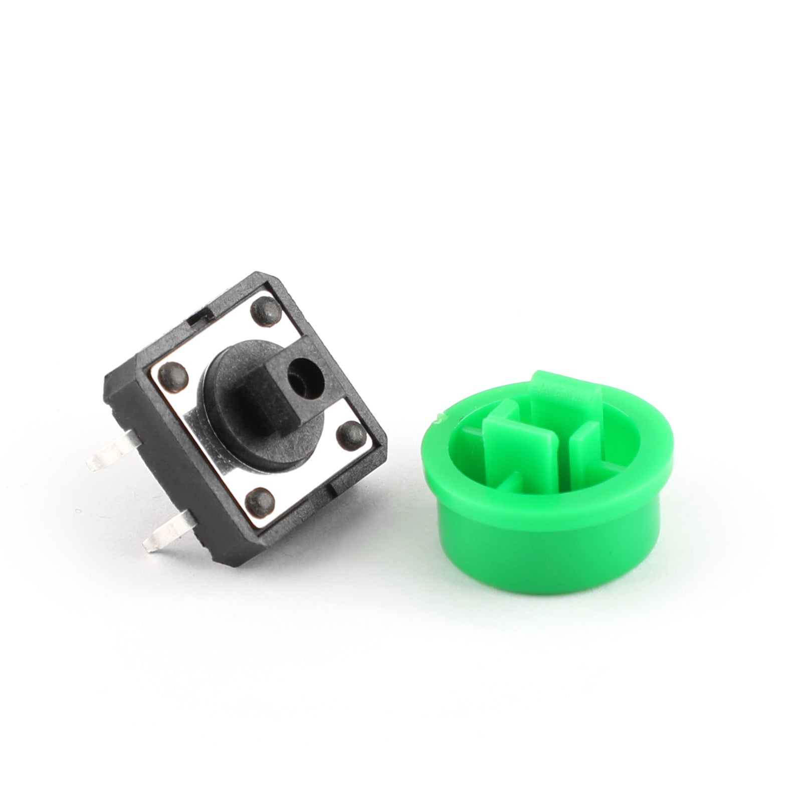 100 Pairs Tactile Switches with Round Button Caps - 12x12x7.3mm Micro Switch Kit in 5 Colors for DIY Electronics, Keyboard Repair & Arcade Button Replacement