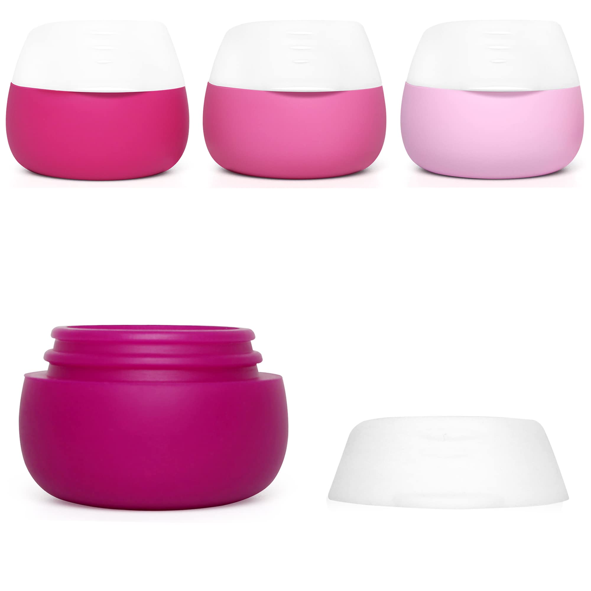 TSA Approved Leak-Proof Silicone Travel Containers for Toiletries - 4-Piece Set of Cream Jars for Cosmetic, Makeup, Face & Body Care | Perfect for Air Travel, Gym Bags & On-The-Go Essentials