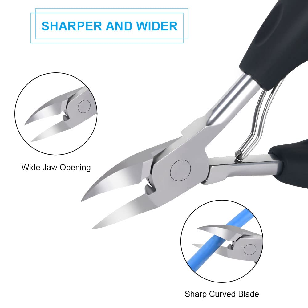 Premium URAQT Toenail Clippers Set - 4 Piece Professional Nail Care Kit with Nail Lifter, Nail File & Precision Cuticle Scissors - Heavy Duty Ingrown Toenail Clippers for Thick Nails - Perfect for Home, Travel & Pedicure Care