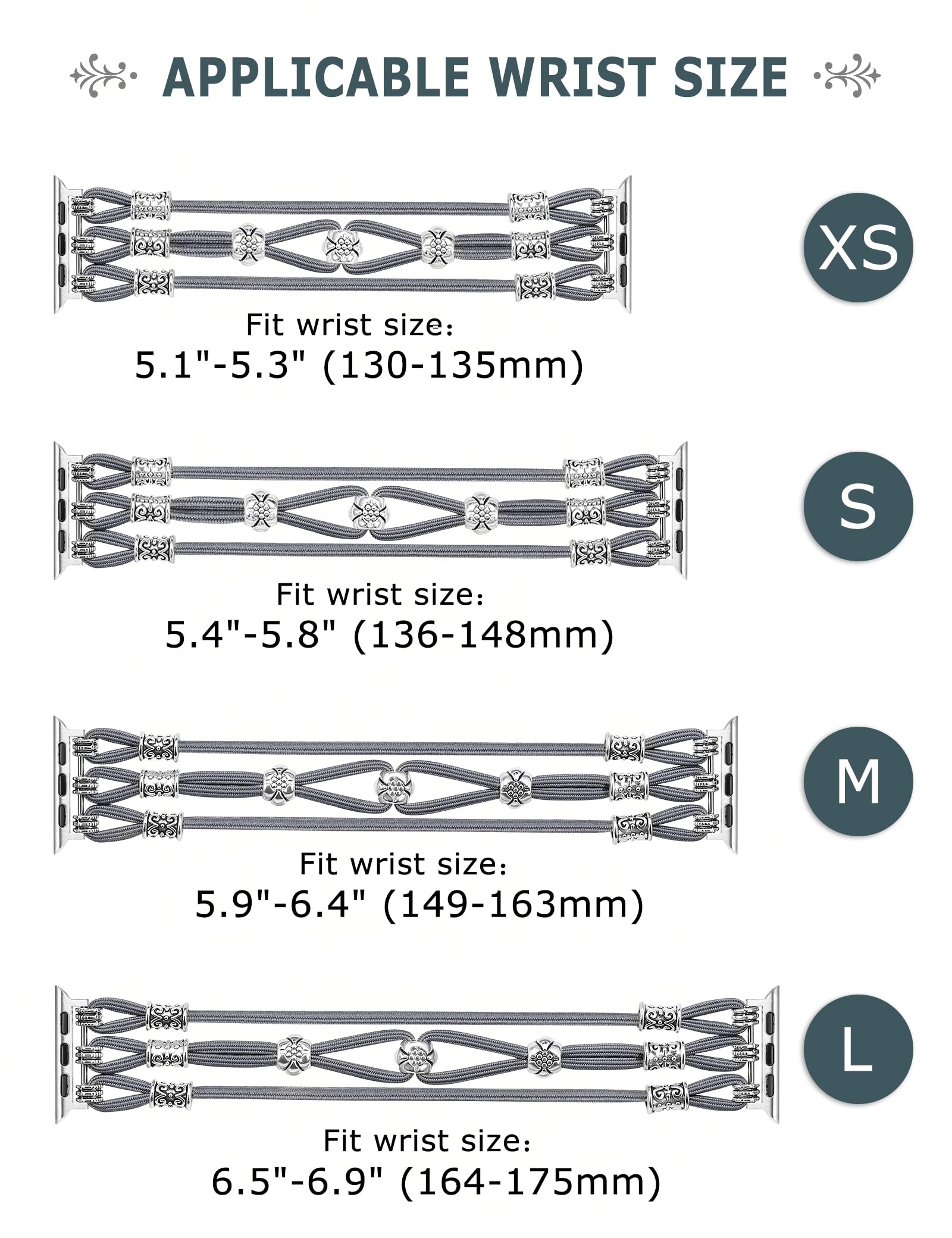 TOYOUTHS Beaded Bracelet for Apple Watch 42mm 41mm 40mm 38mm - Boho Braided Elastic Stretch Solo Loop Nylon Strap Compatible with iWatch Series 10 9 8 7 6 5 4 3 2 1 SE - Women's Fashion Accessory for Work, Gym & Casual Wear