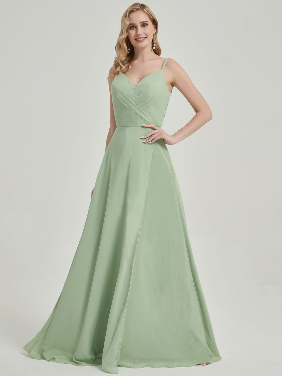 Elegant Dark Navy Spaghetti Strap Maxi Dress with Lace Chiffon & High Slit - Perfect for Bridesmaids, Weddings & Formal Occasions