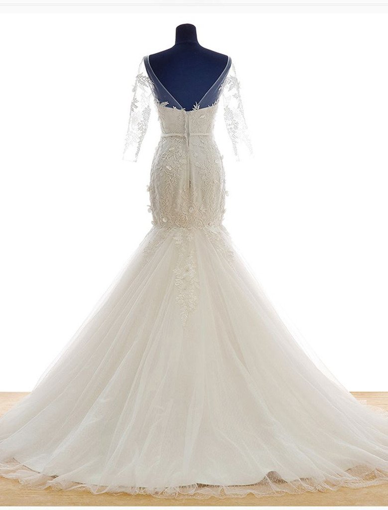Elegant Long Sleeve Lace Mermaid Wedding Dress for Women - Perfect for Bridal Ceremonies, Formal Events & Romantic Photos