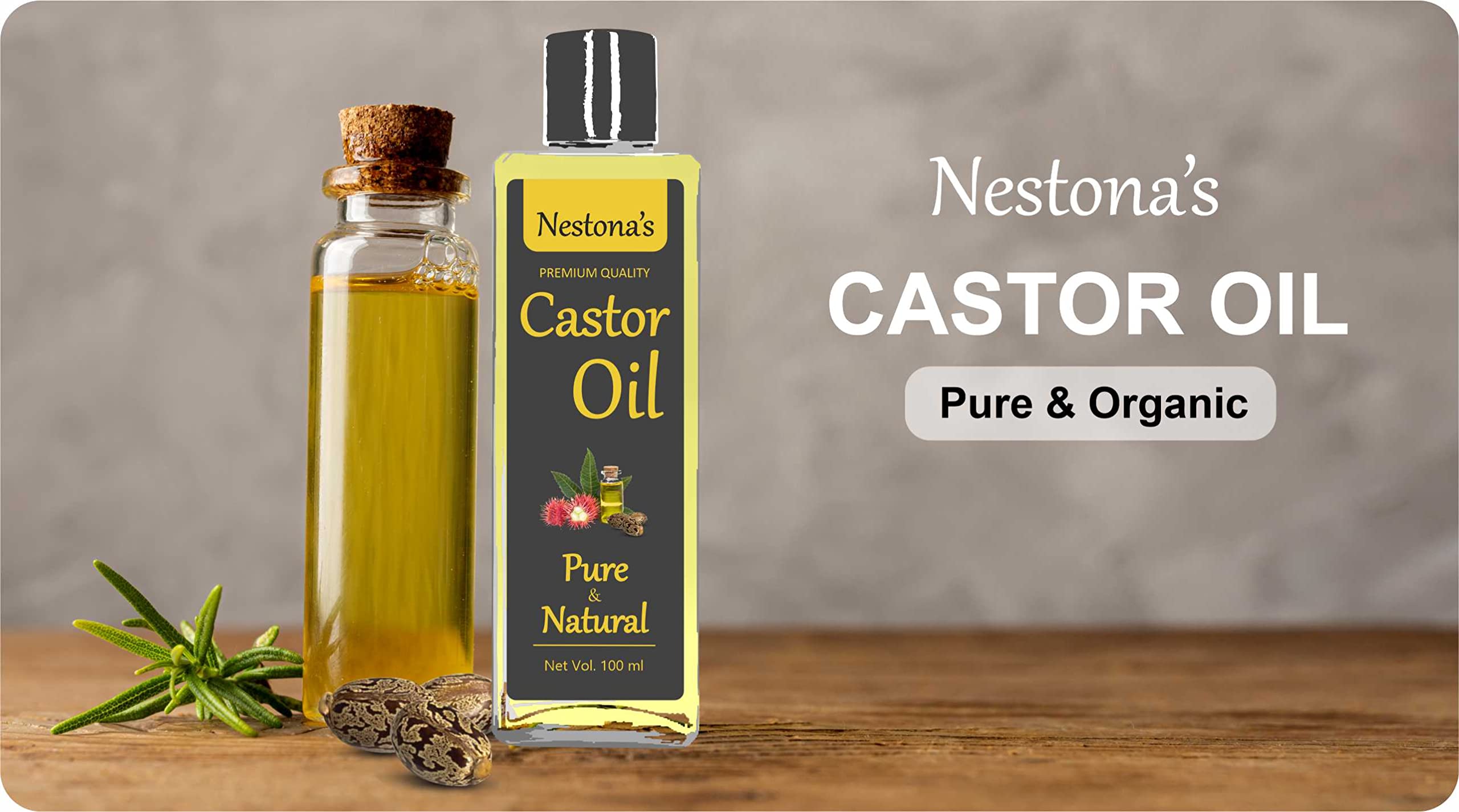 Organic Castor Oil 100ml - Pure & Natural Hair Growth Oil for Thicker, Longer Hair | Best Skin Care Moisturizer & Nourishing Treatment | Gentle Laxative | Perfect for Daily Hair & Skin Routine, DIY Beauty Recipes & Holistic Wellness