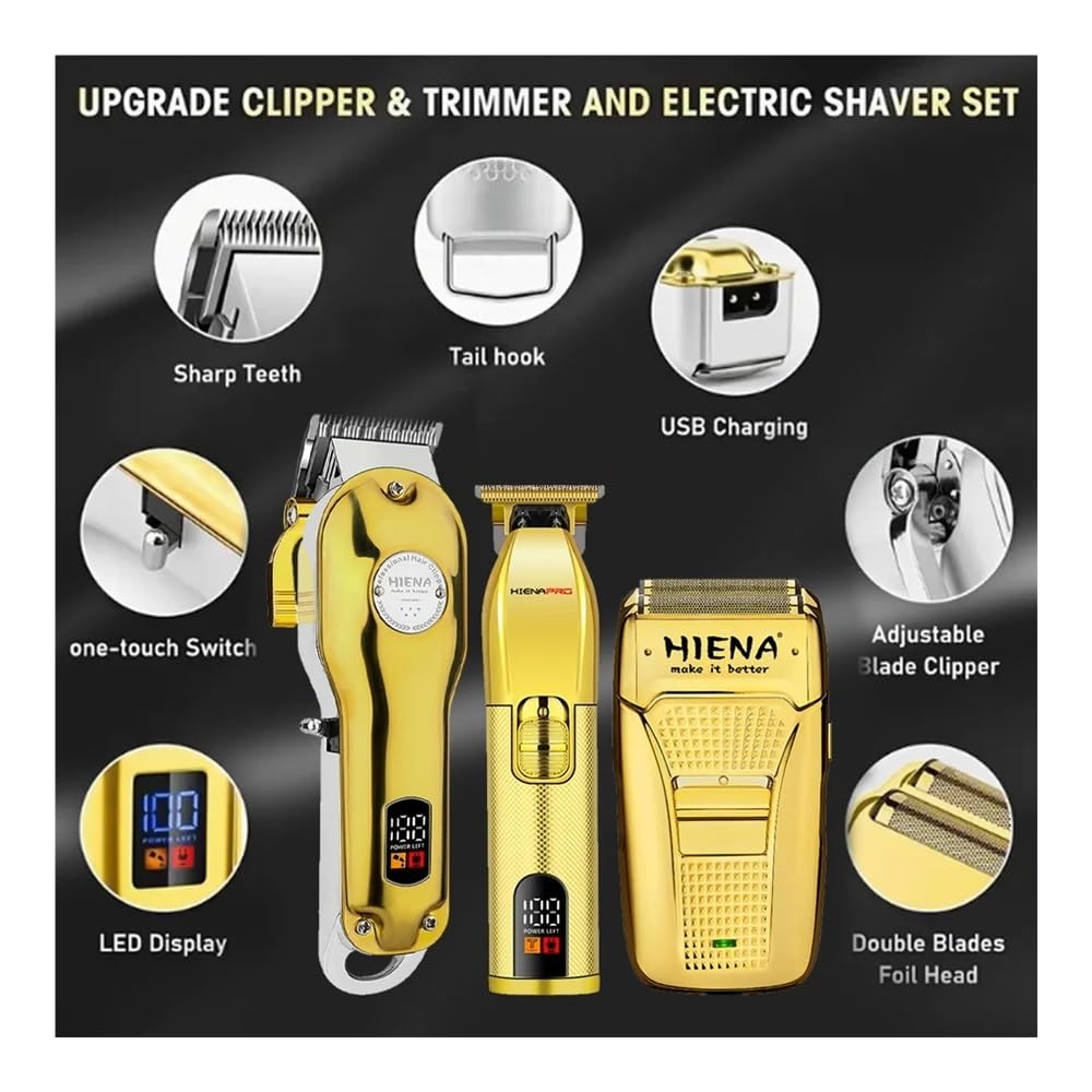 3-Piece Electric Hair Clipper Set for Men - USB Rechargeable High-Performance Trimmer with Sharp Blades for Fast Haircut - Perfect for Home Grooming, Barber Shops & Travel Use