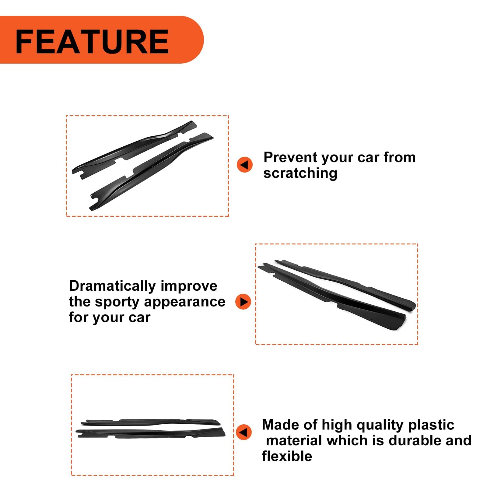 ECOTRIC Side Skirts Extension Rocker Panels for 2014-2019 Chevrolet Corvette C7 Base Model - Matte Black Finish - Enhance Style & Protection for Sports Car Enthusiasts