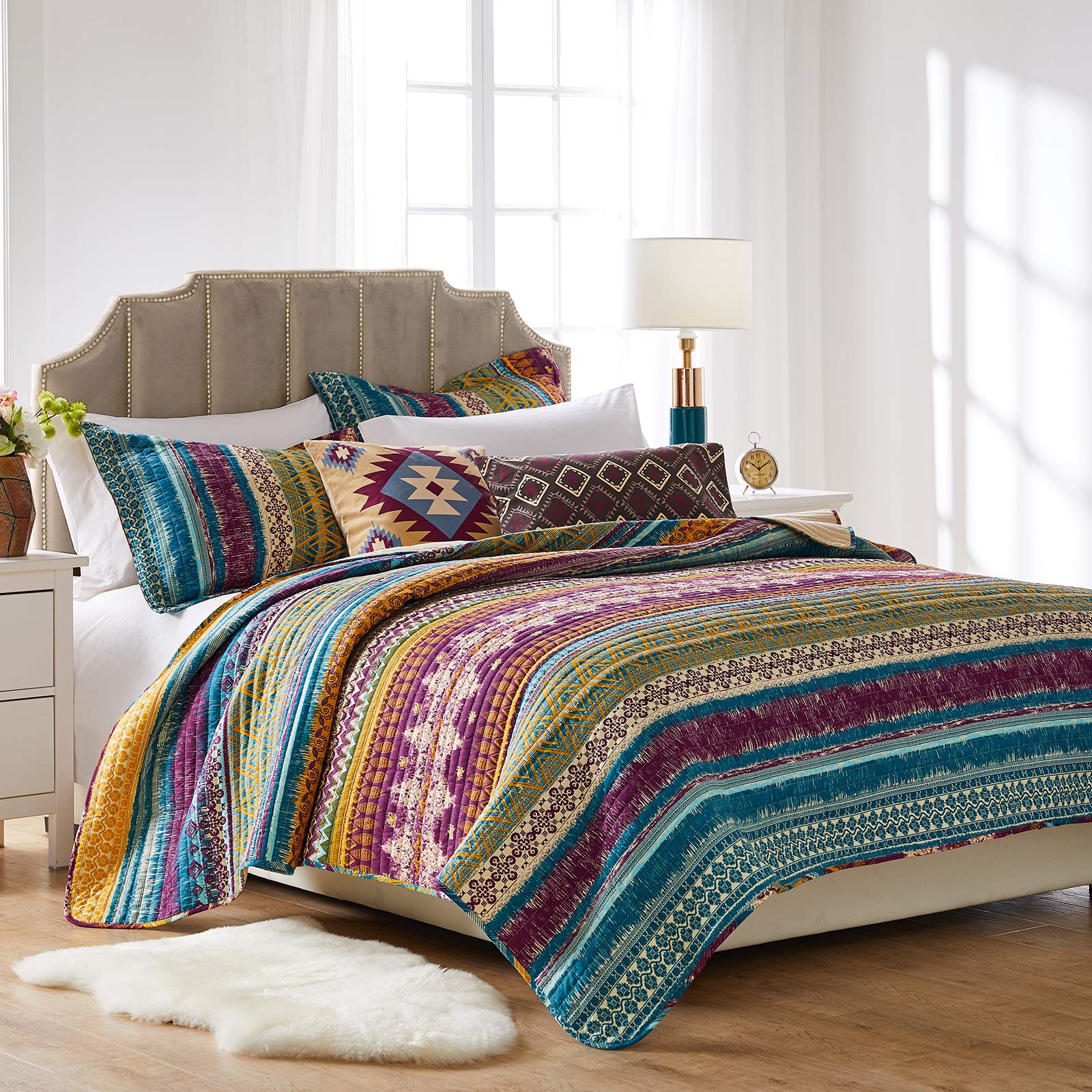 Greenland Home Southwest Style Quilt Set - 5 Piece King/California King Bedding - Siesta Collection | Perfect for Southwestern Decor, Guest Rooms & Cozy Bedroom Retreats