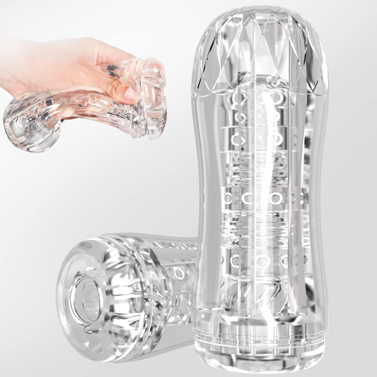 Premium TPE Male Masturbator - Realistic Vagina Texture & Blowjob Simulation | Portable Transparent Pocket Pussy | Manual Sucking Extrusion Penis Sleeve for Men | Perfect for Travel, Discreet Solo Play & Couples Enhancement