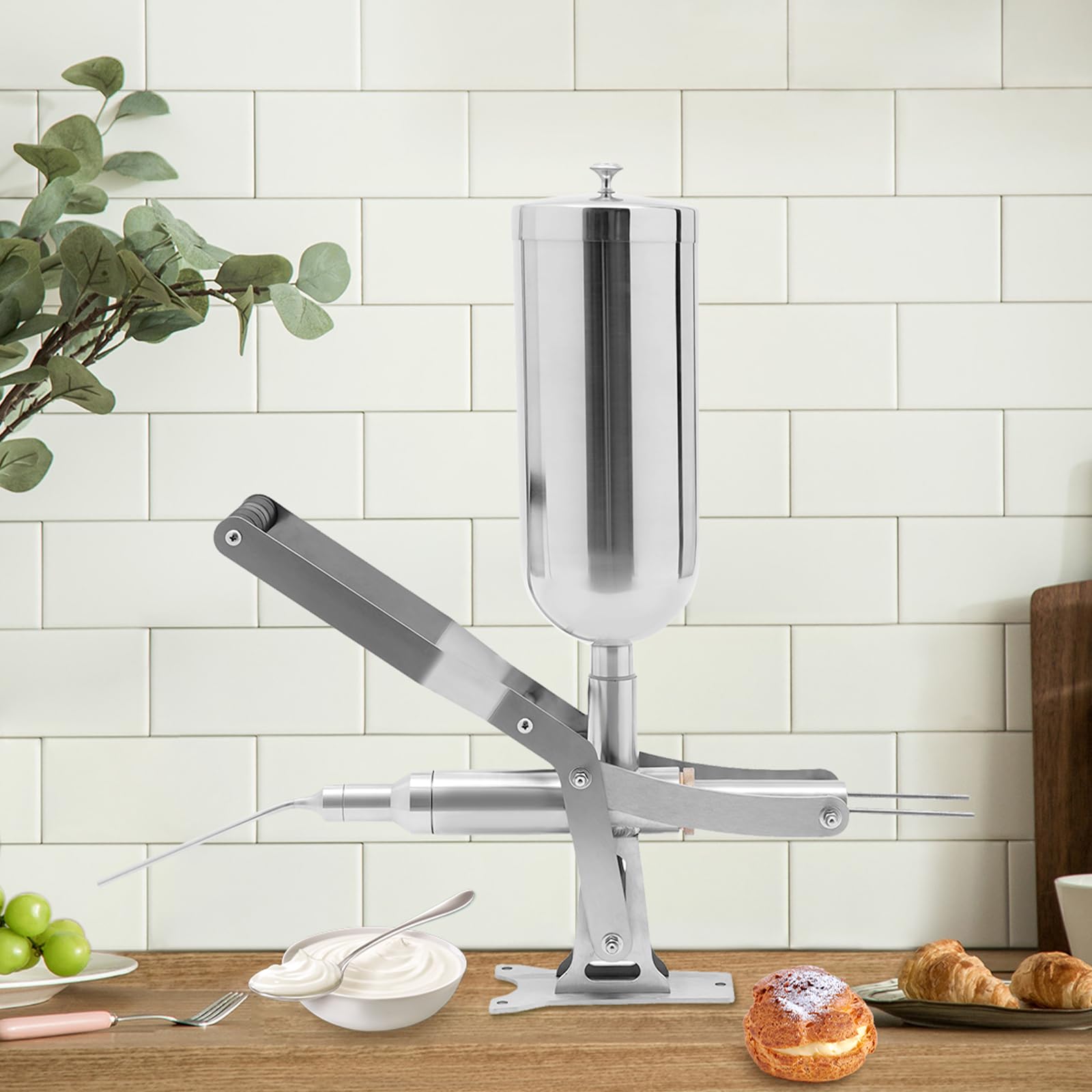 **5L Stainless Steel Manual Donut Filler Machine - Portable Mini Donut Maker & Dispenser for Home Kitchens, Bakeries, Dessert Shops - Perfect for Making Fresh Donuts, Pastries, and Desserts**