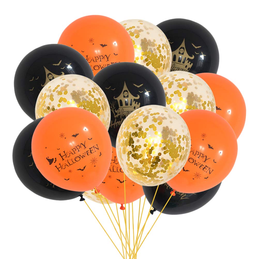 iFundom Halloween Balloons Set - 15Pcs Latex Printed Party Balloons with Confetti for Halloween Decorations, Party Supplies, Home & Outdoor Decor