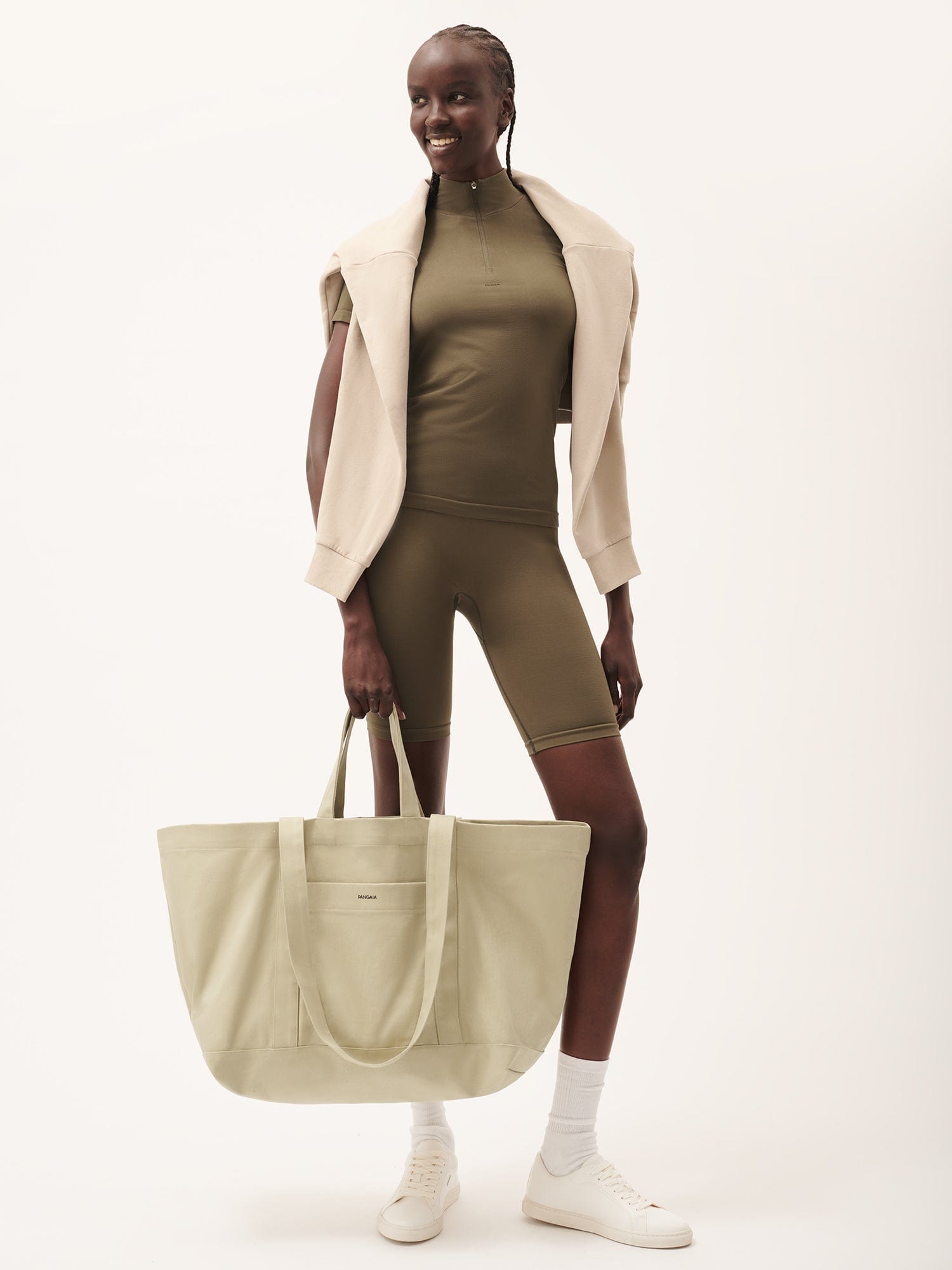 365 Oversized Tote Bag - Large Capacity Canvas Tote Bag for Women, Maitake Beige, Perfect for Work, Travel, Beach & Shopping