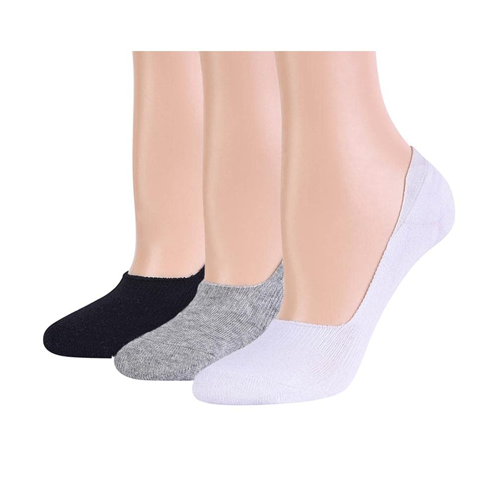 Fit in Clouds Women's No-Show Low Cut Invisible Non-Slip Socks for Flats & Sneakers - 80% Cotton - White, Black, Grey & Skin Tone - Perfect for Casual Wear, Workouts & Everyday Comfort