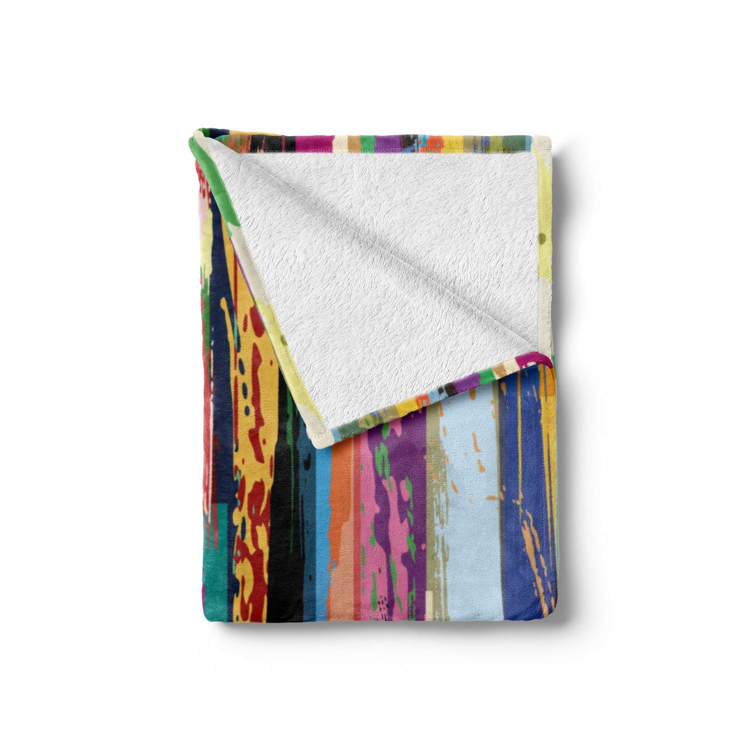 Ambesonne Abstract Soft Flannel Fleece Throw Blanket - Vibrant Rainbow Expressionist Art Design, Cozy Plush for Indoor & Outdoor Use, 70x90 Inches - Perfect for Sofa, Bed, Picnics & Camping
