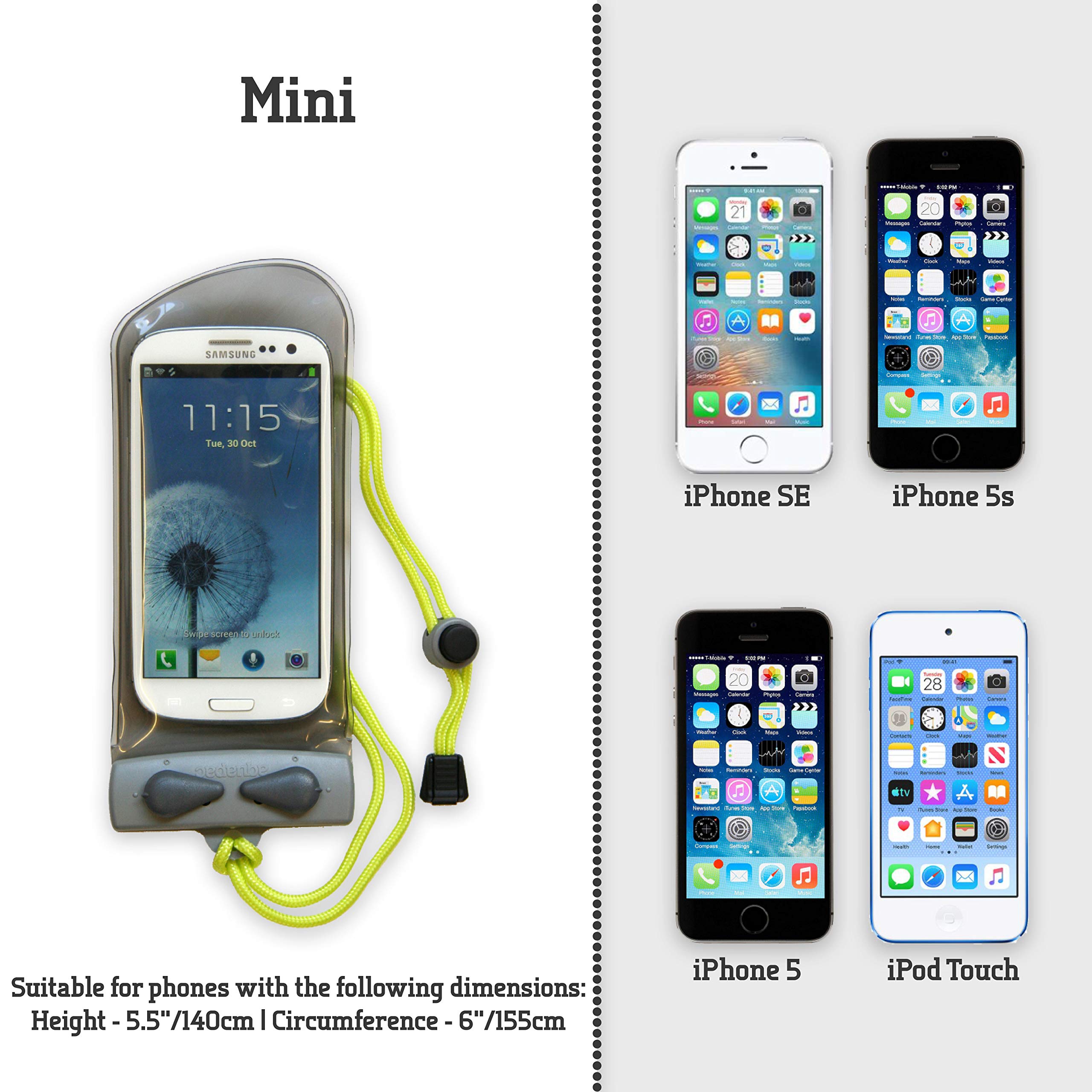 Aquapac Classic Mini Waterproof Phone Case - Grey | IPX8 Certified, Universal Fit for iPhone & Android | Perfect for Swimming, Kayaking & Outdoor Adventures