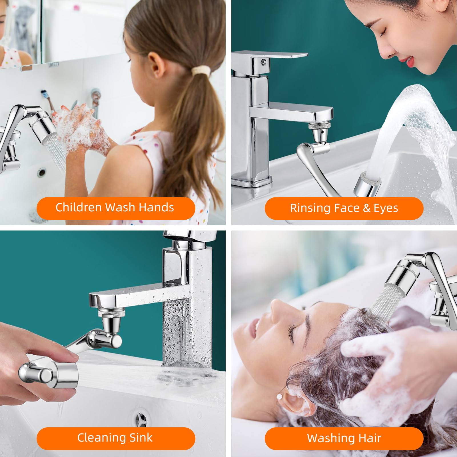 360° Swivel Faucet Extender with 2 Spray Modes - Universal Kitchen & Bathroom Sink Adapter, Splash-Free Water Filter Extension for Easy Dish Washing and Hand Cleaning