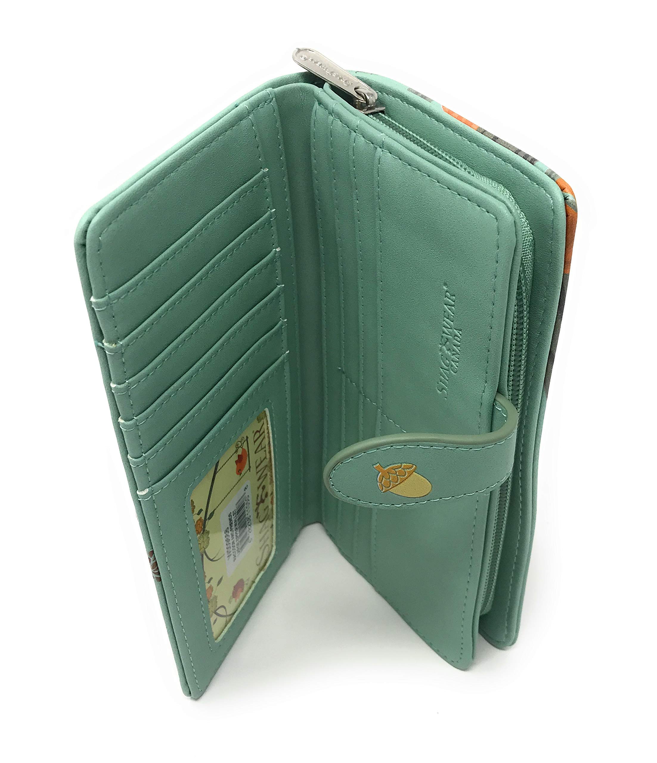 Shag Wear Raccoon Forest Large Vegan Faux Leather Wallet for Women & Teens - Mint Green 7