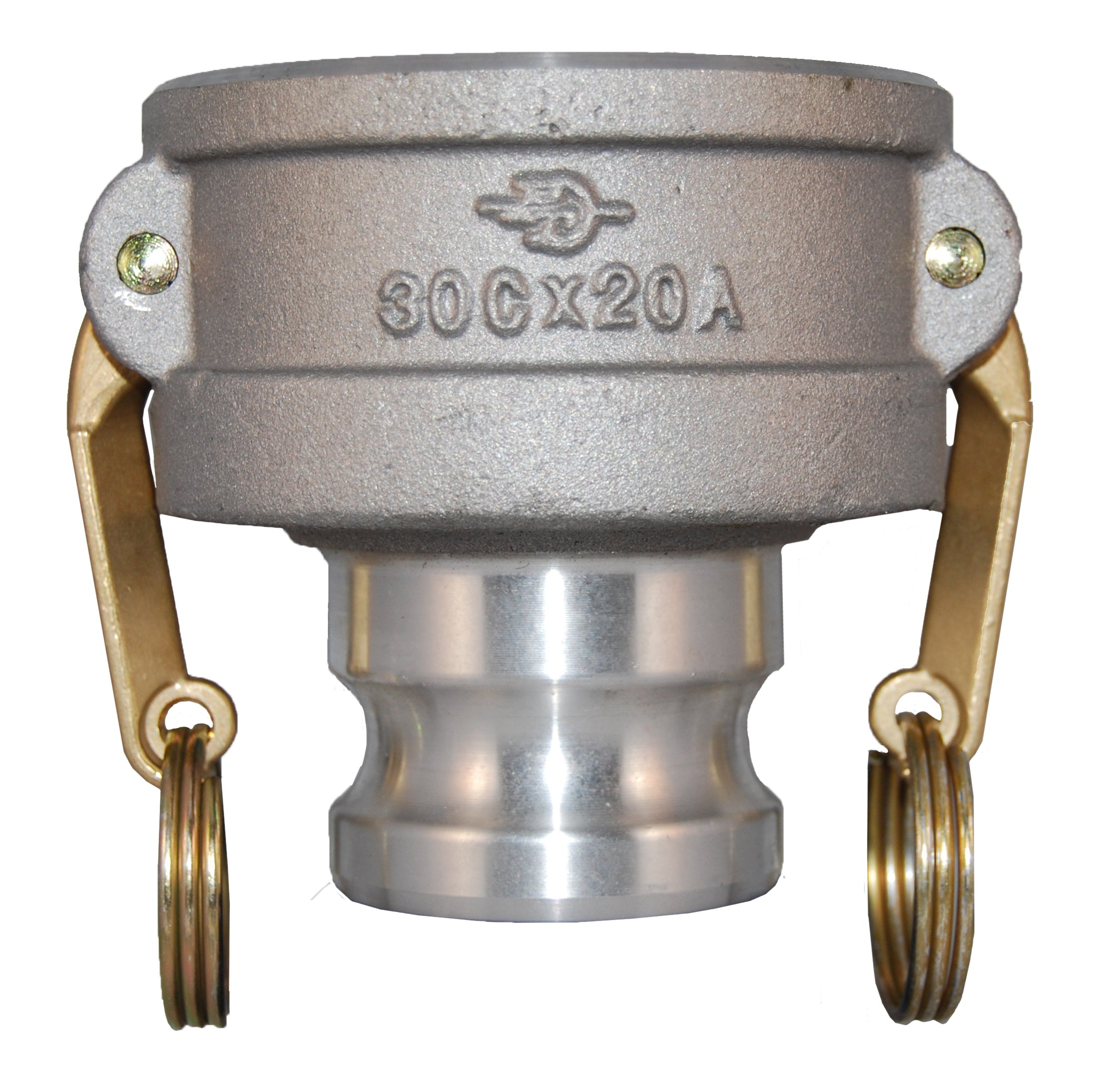 40CX20A PT Coupling CXA Series Aluminum Reducer Cam and Groove Hose Fitting - CXA Short Reducer with Brass (HB) Cam Arms - 4