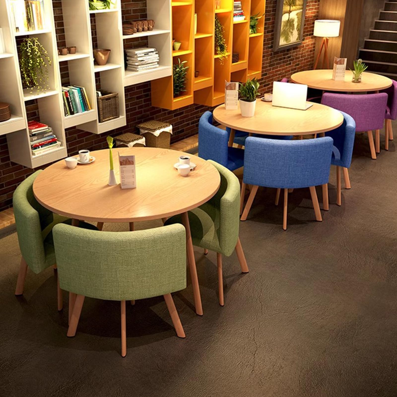 Round Dining Table and Chairs Set for 4 - 31.5 Inch Space-Saving Office Reception Table with Chairs, Perfect for Small Meeting Rooms, Home Living Room, Balcony, Cafe and Break Room (80cm, Folding) - Ideal for Compact Spaces and Multi-Purpose Use