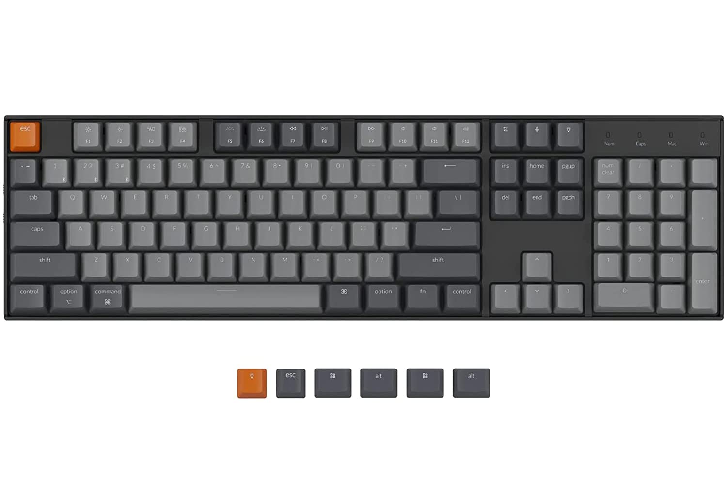 Keychron K10 Wireless Mechanical Gaming Keyboard - 104 Key Full Size Hot-Swappable with Gateron G Pro Brown Switches, White LED Backlight, USB-C Wired & Bluetooth for Mac/Windows - Perfect for Office Work, Gaming & Programming