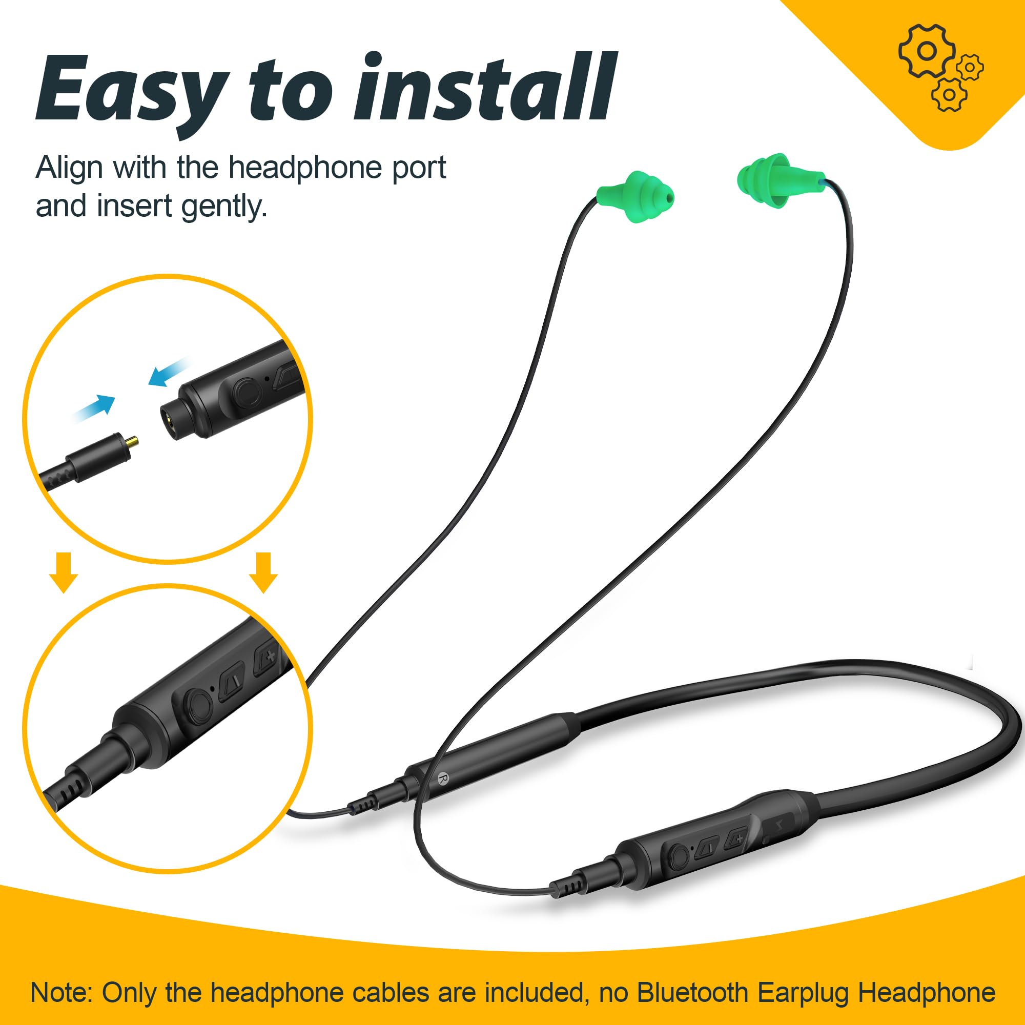 MIPEACE 2 Pack Replacement Earbud Cables for Bluetooth Headphones - Black & Green - Compatible with Work, Gym & Travel Use