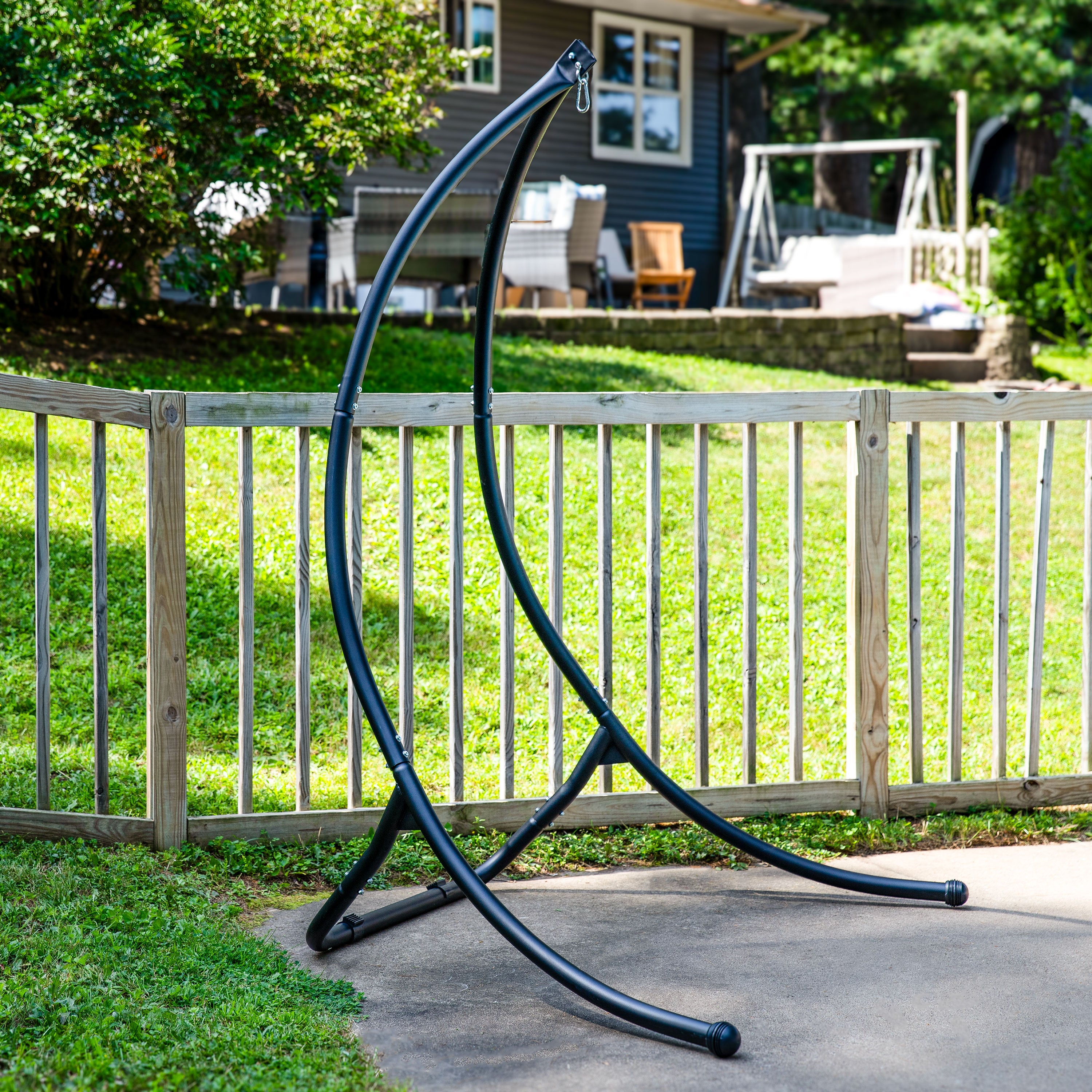 Sunnydaze 84-Inch Curved Steel Hammock Chair Stand - Heavy Duty Outdoor Hanging Chair Frame for Patio, Garden, Backyard & Poolside Relaxation