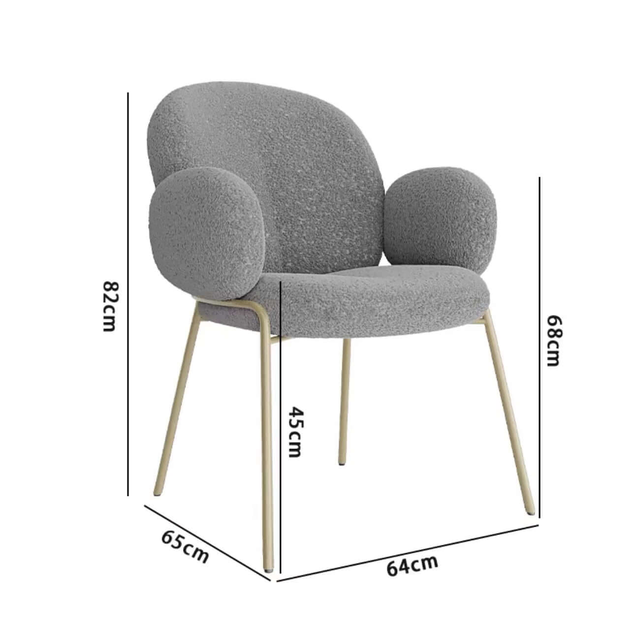 Ivory White Boucle Accent Chair with White Metal Legs - Modern Upholstered Lounge Chair for Living Room, Bedroom, or Office Decor