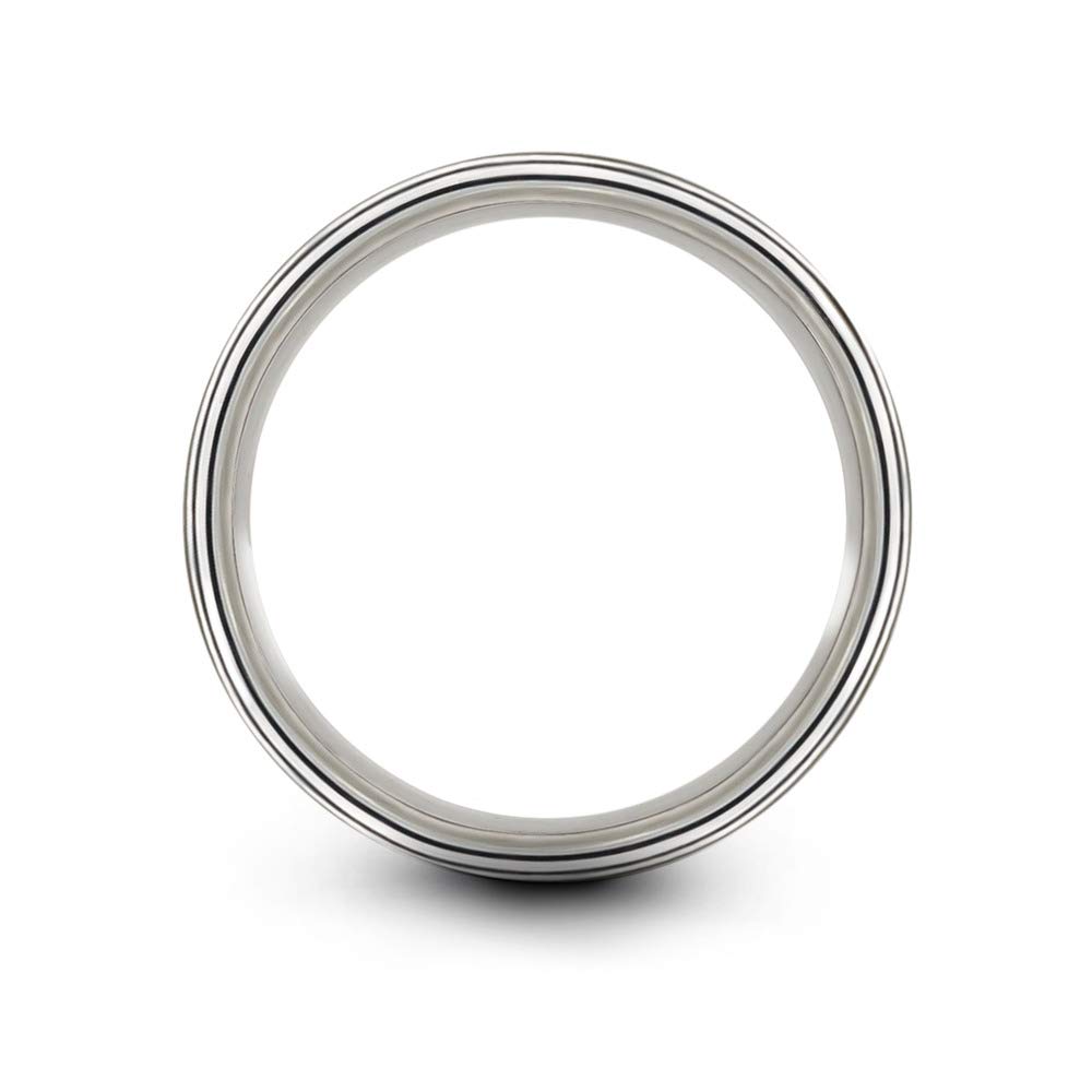 8mm Tungsten Carbide Wedding Band Ring for Men & Women - Blue Black Double Line Flat Cut, Brushed & Polished Finish - Custom Engraved Anniversary & Engagement Ring - Perfect for Weddings, Proposals & Special Occasions