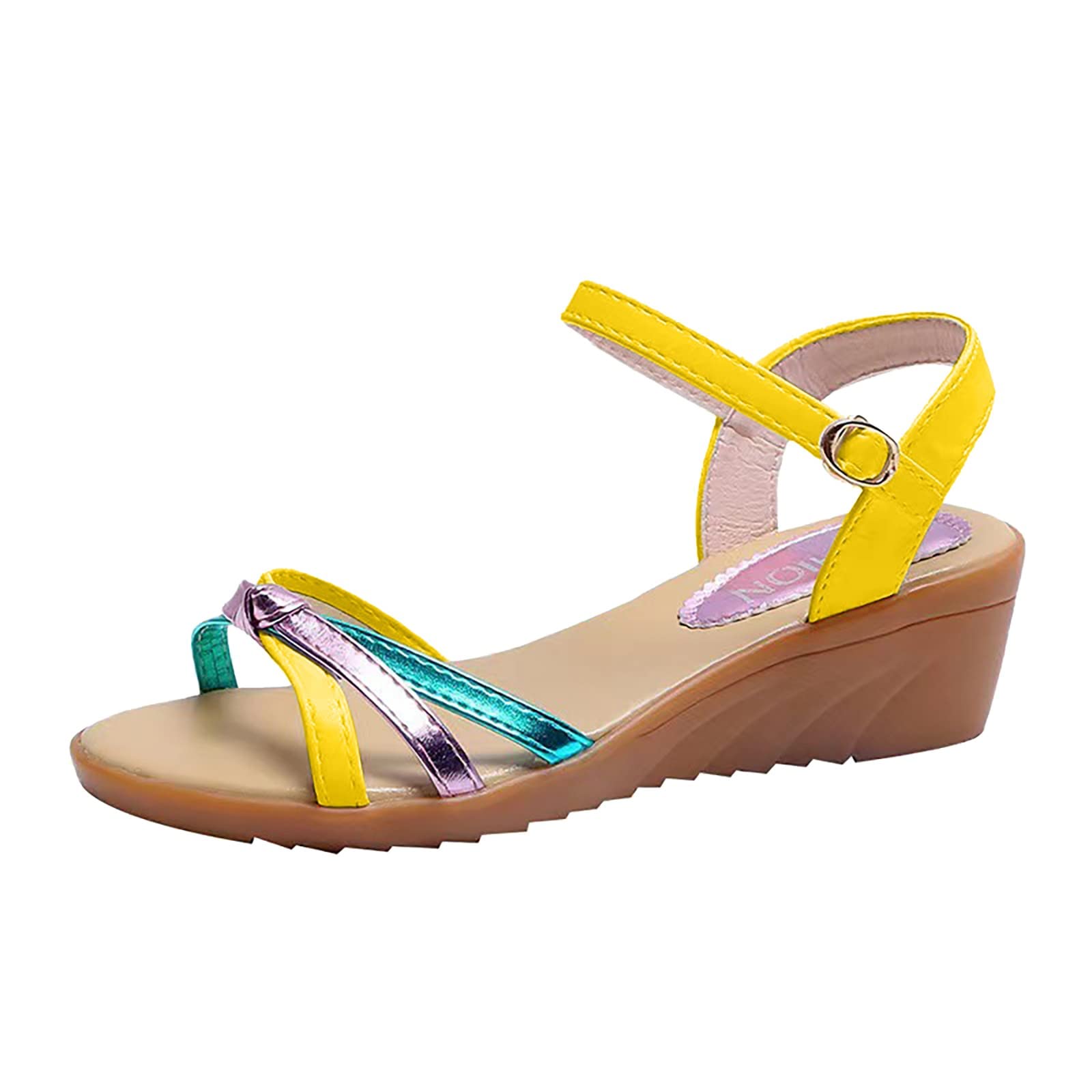 Comfortable Thick Orthotic Sandals for Women - Skinny Butterfly Knot Wedge Heel Slippers - Fashionable Open Toe Roman Sandals for Beach, Walking & Summer Outfits