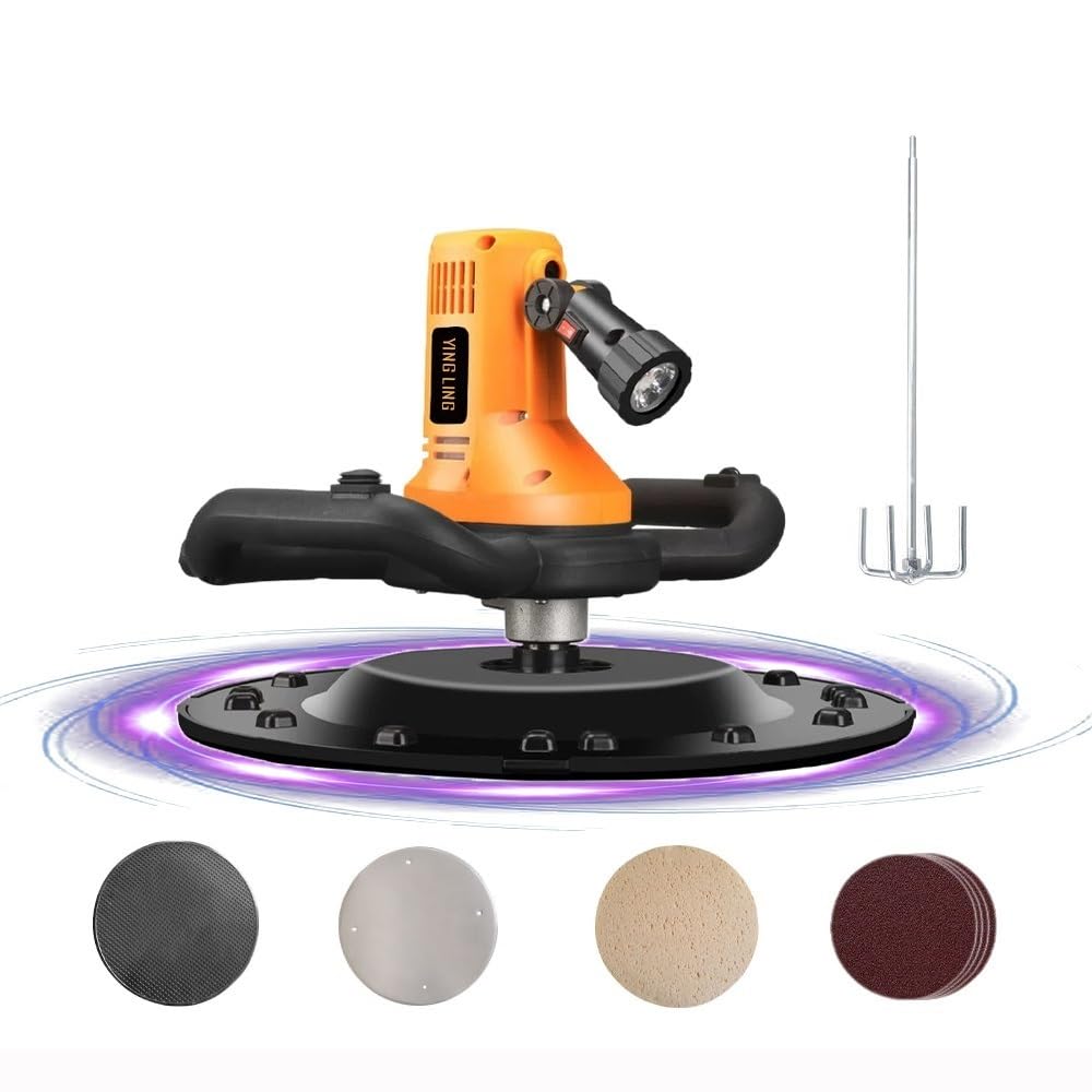 Electric Trowel Power Concrete Mixer - 6 Speed (280-2800 RPM) Handheld Concrete Trowel Machine for Wall Smoothing & Polishing | Professional Concrete Tools for Construction, DIY Projects & Home Renovation