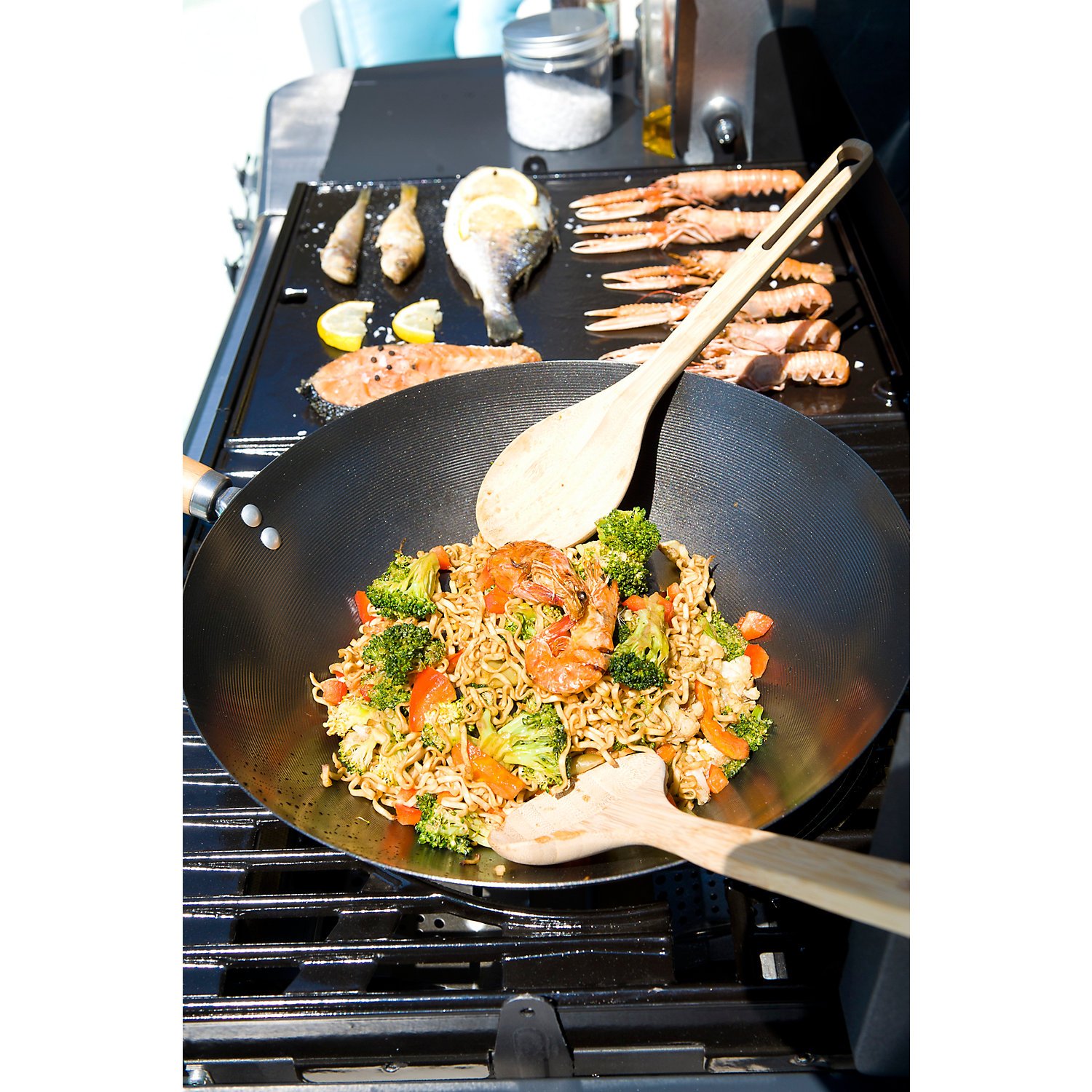 Campingaz Modular Non-Stick Wok Pan - 37x11.2x36cm Black - Perfect for Outdoor Camping Cooking & Asian Stir Fry