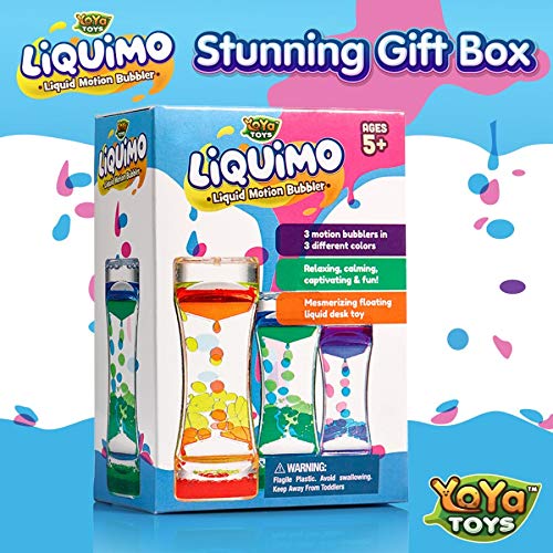 YoYa Toys Liquimo - 3 Pack Calming Liquid Motion Bubbler for Kids & Adults - Sensory Hourglass Timer Toy - Stress Relief & Autism Therapy Tool - Perfect for Classroom, Office, and Home Relaxation