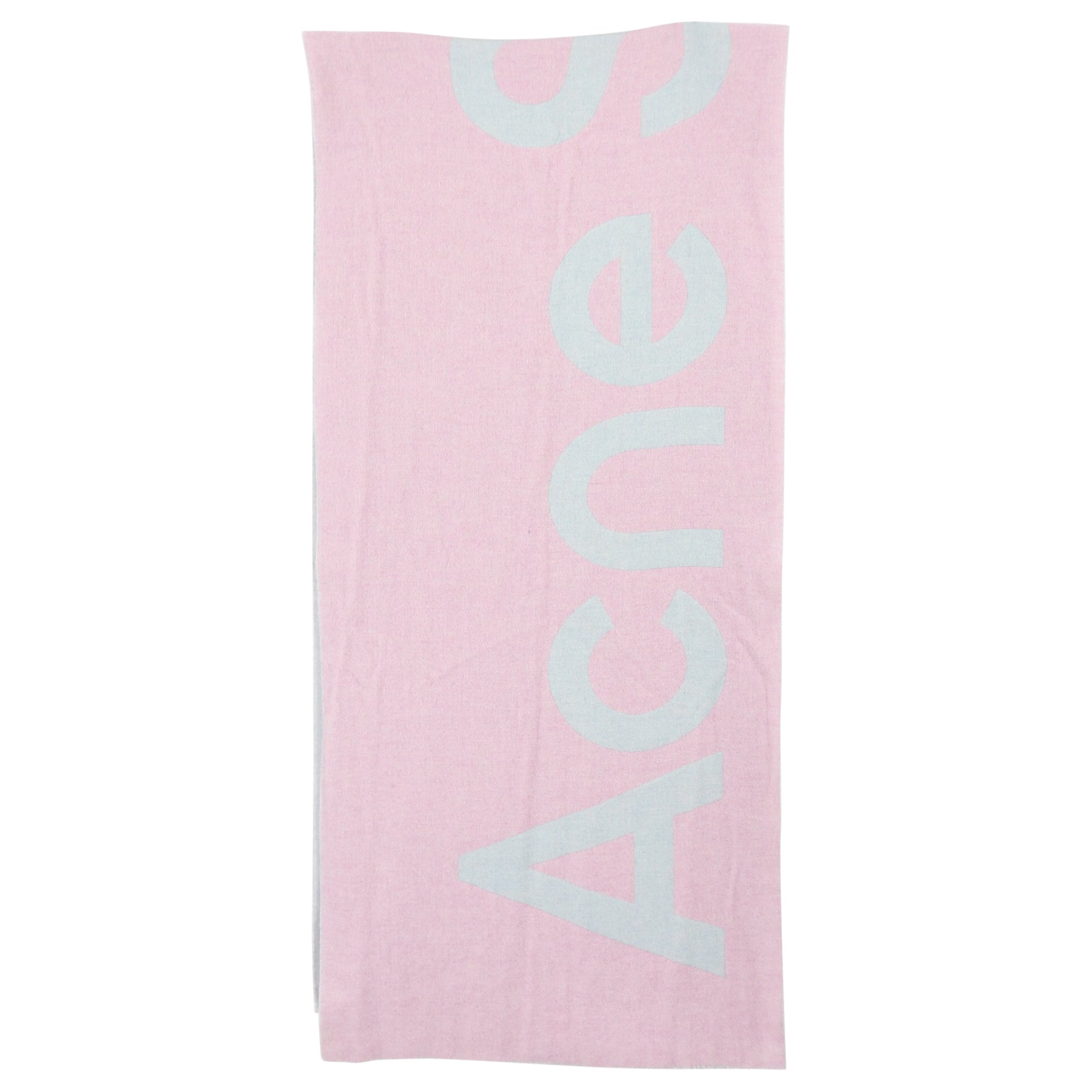 Acne Studios Large Pink and Blue Logo Scarf - Soft Wool Blend Fashion Scarf for Women & Men - Perfect for Winter Warmth & Stylish Outfits