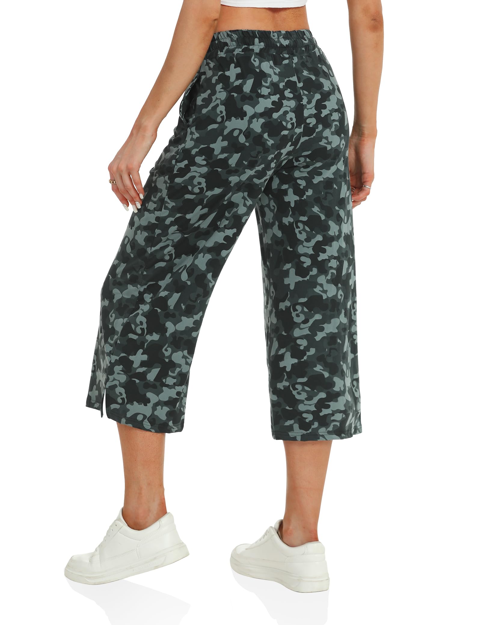 DIBAOLONG Women's Capri Pants - Loose Yoga Pants with Pockets, Wide Leg Drawstring Lounge Sweatpants for Yoga, Workout & Home Comfort | Plus Size Casual Pajama Pants
