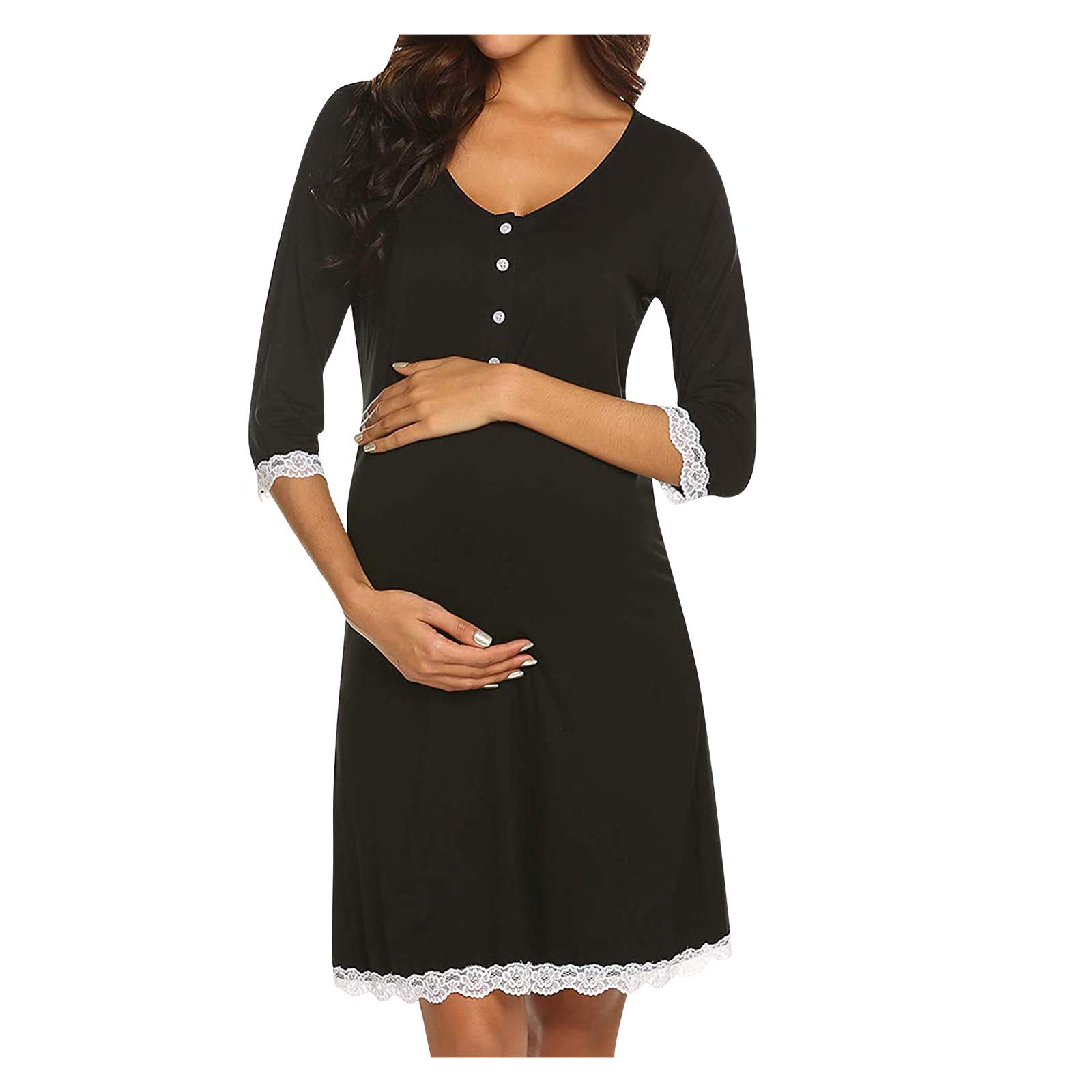 Half Sleeve Lace Maternity Dress for Women - Elegant Patchwork Design in Burgundy for Baby Showers, Daily Wear & Pregnancy Outfits | Perfect for Maternity Photos, Special Occasions & Comfortable Everyday Use