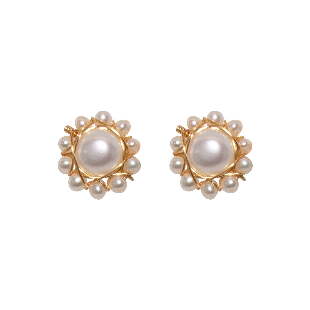 Baby Sunflower Pearl Earrings for Women - Dainty Floral Stud Earrings for Girls, Teens & Adults - Perfect for Weddings, Parties & Everyday Wear