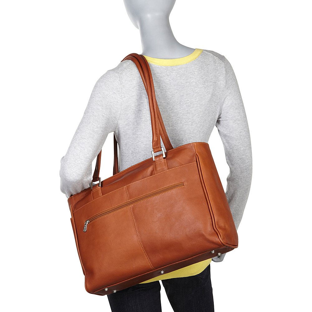 Stylish Women's Laptop Tote Bag with Multiple Pockets - Perfect for Work, Travel & Business Meetings - Saddle Brown One Size Shoulder Bag