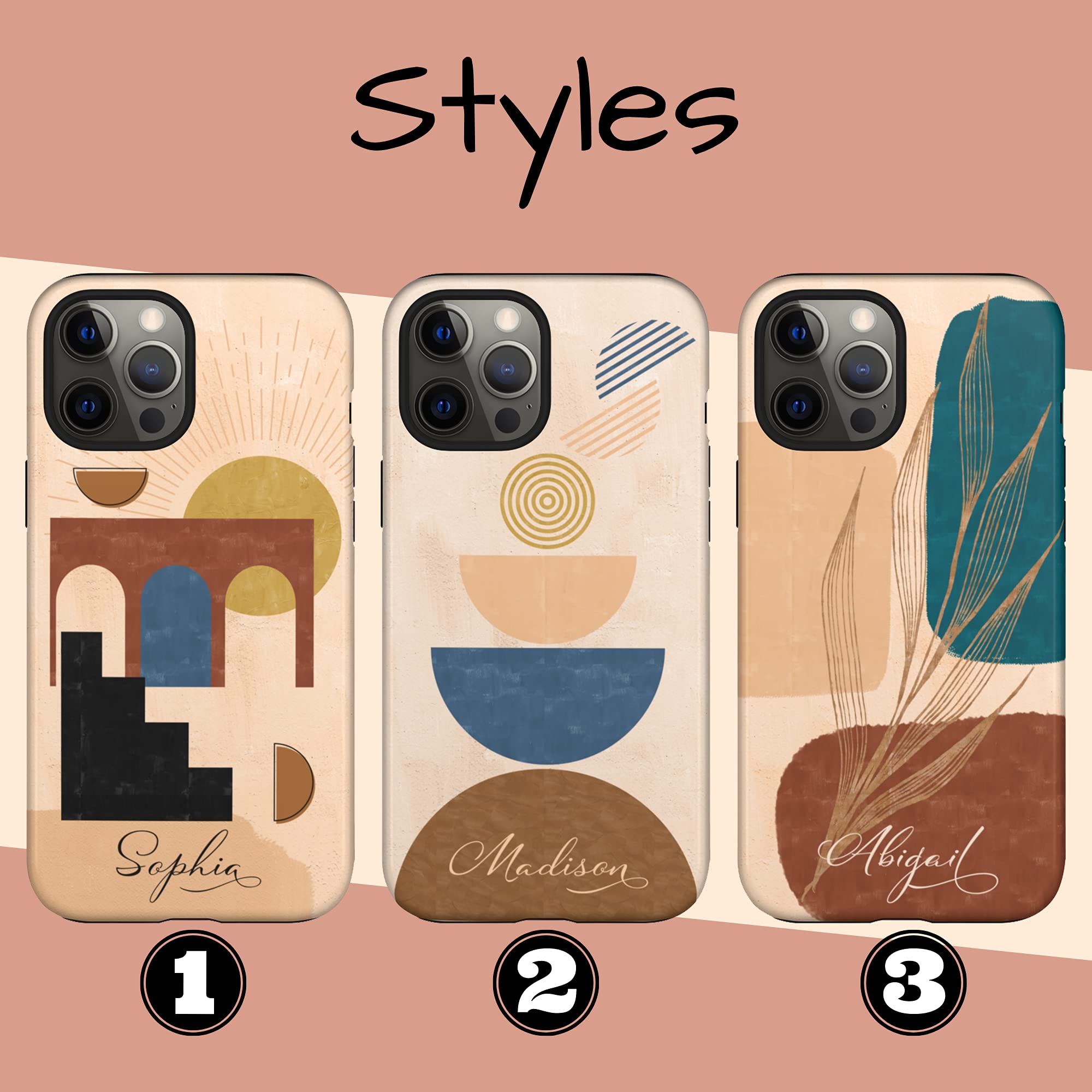 Custom Modern Abstract Phone Case - Personalized Name Design for iPhone 16 Plus/15 Pro Max/14/13 Mini/12/11/X/XS Max/XR/7/8 - Trendy Pink Protective Cover - Perfect for Everyday Use, Gifts & Fashion Accessories