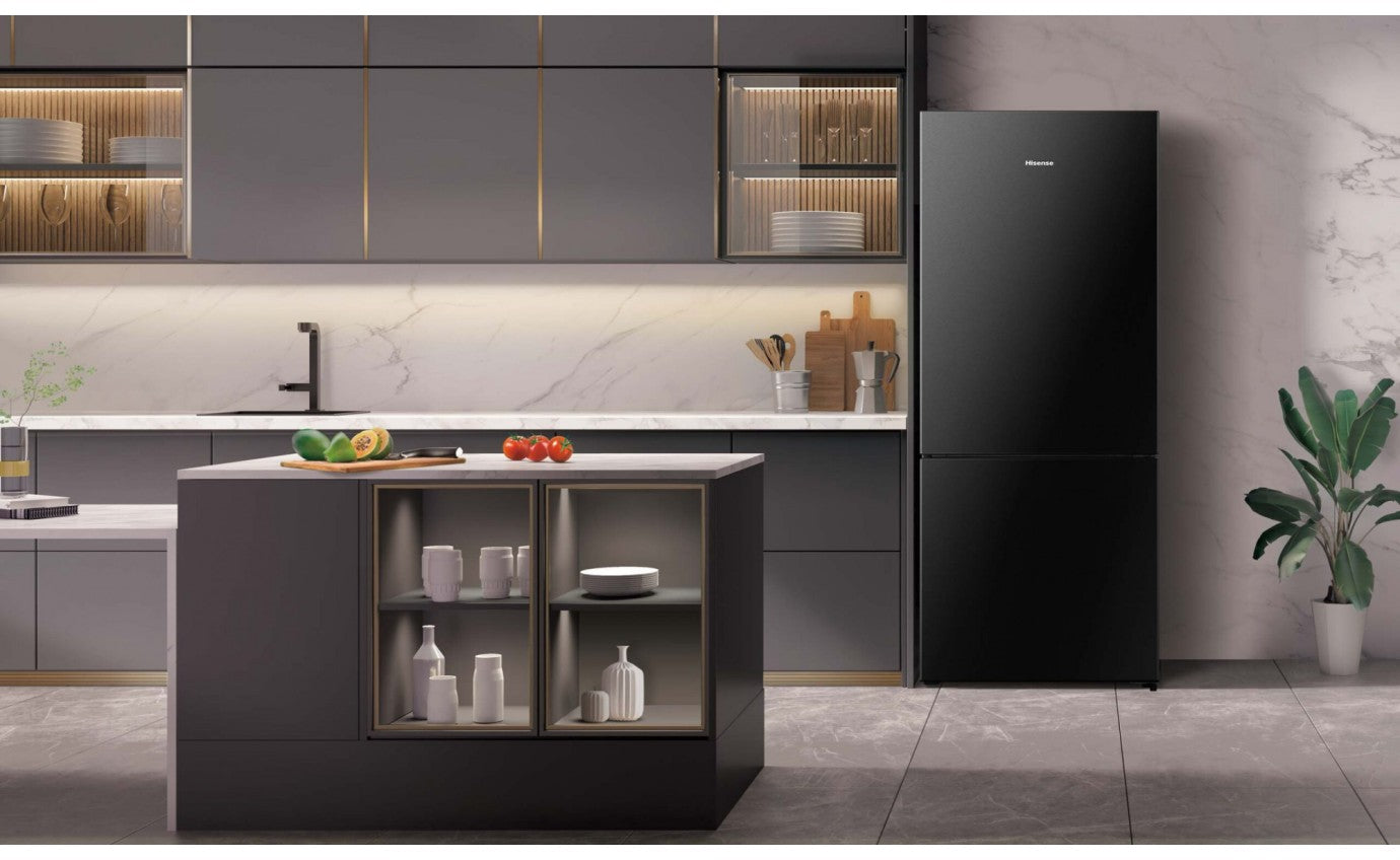 Hisense 417L Bottom Mount Refrigerator with PureFlat Design - Energy Efficient Black HRBM418B for Modern Kitchen & Small Spaces