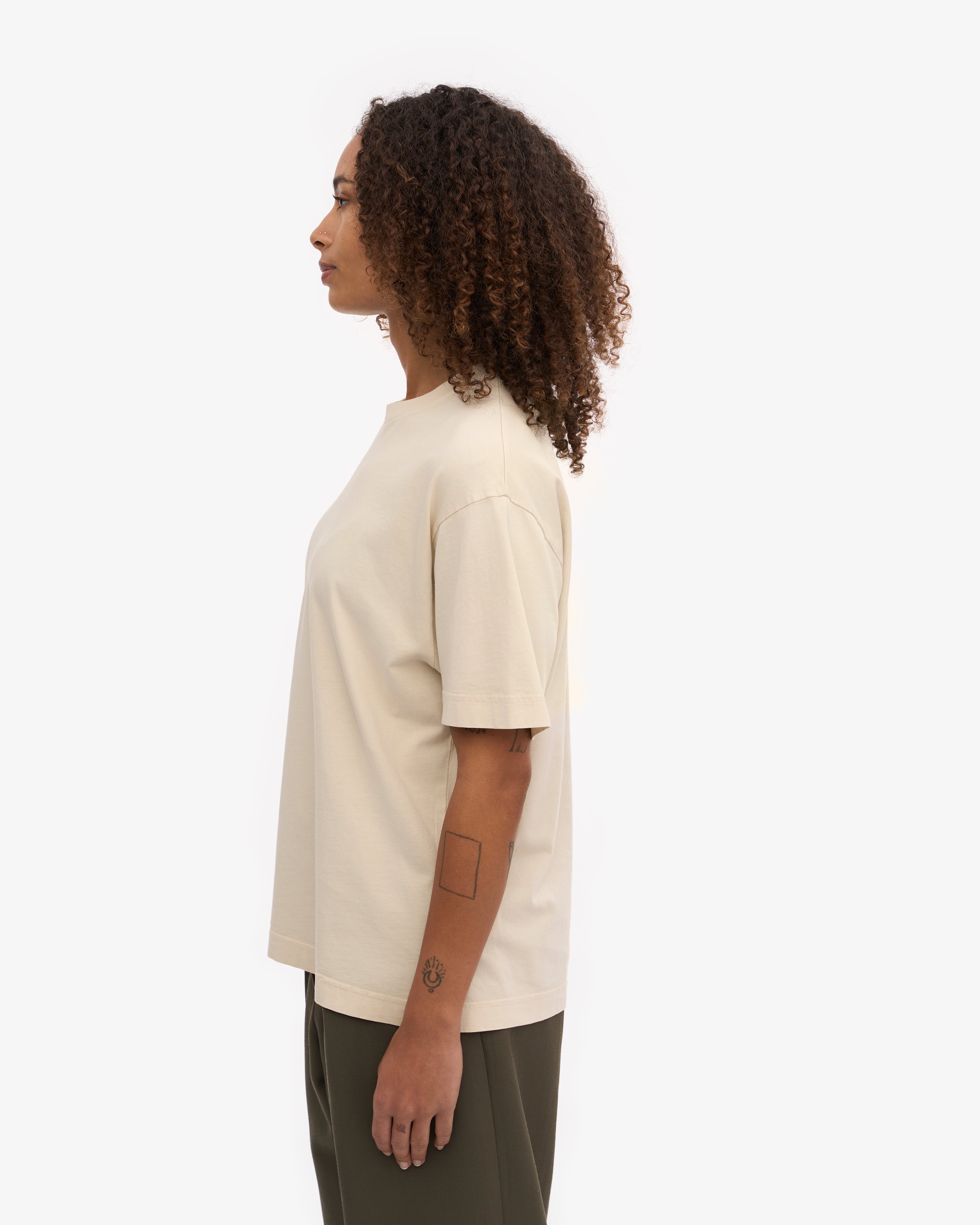 Oversized Organic Cotton T-Shirt for Women - Soft Ivory White Tee - Casual Loungewear & Streetwear Outfits