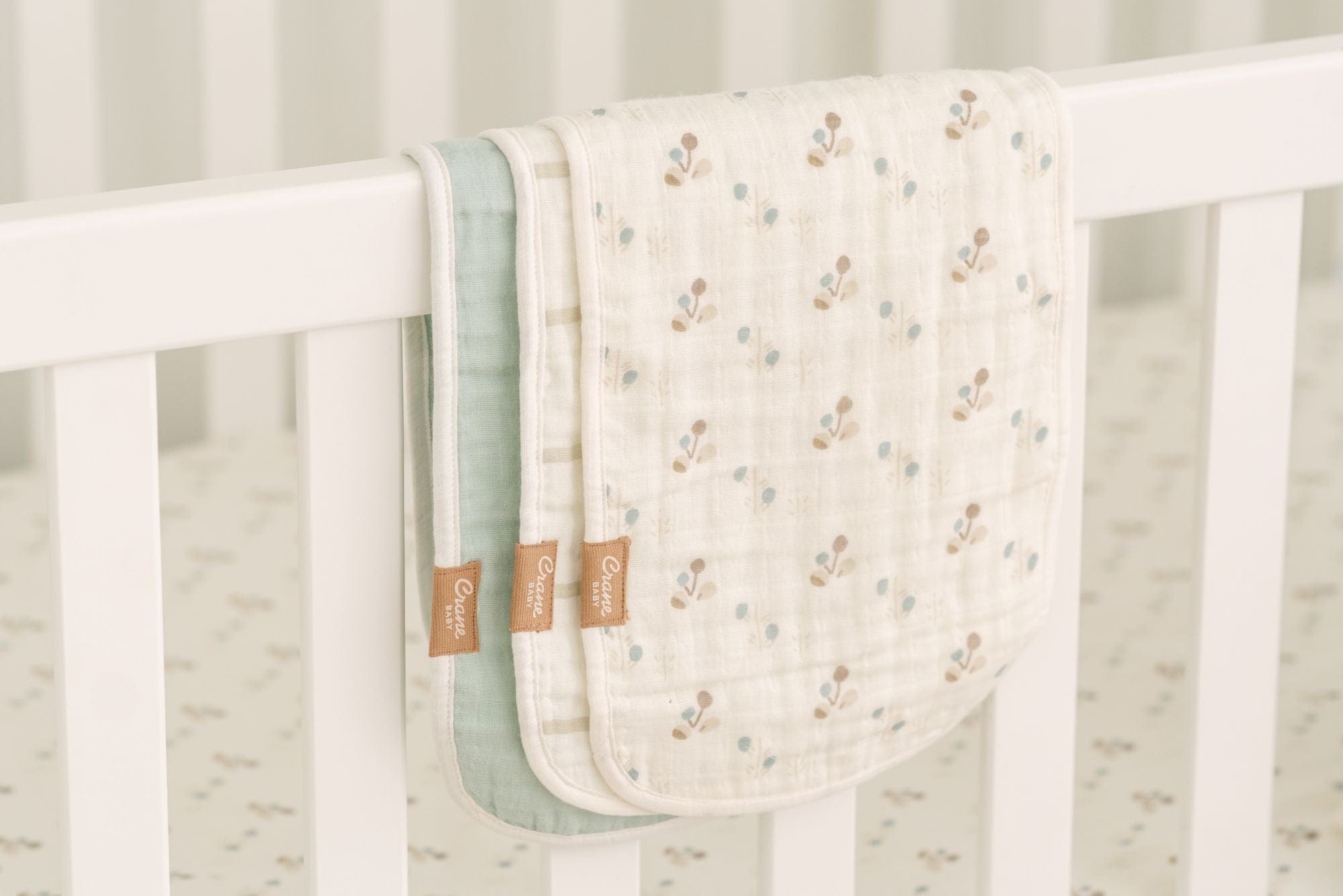 Organic Cotton 3-Piece Poppy Burp Cloth Set - Soft & Absorbent Baby Essentials for Feeding, Spit-Up & Mess-Free Outings