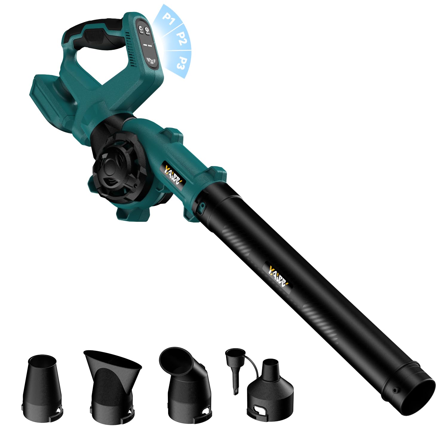YAWV 18V Cordless Leaf Blower for Makita Battery - 200MPH High Speed with 3 Adjustable Modes, 270° Rotatable Electric Blower with 4 Nozzles for Lawn, Yard, Garden, Patio and Driveway Cleaning (Battery Not Included)