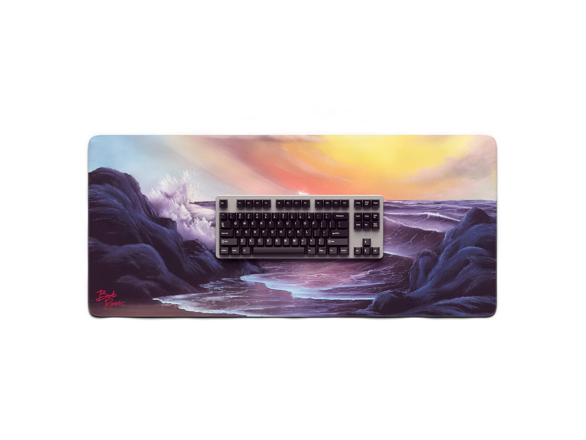 Bob Ross Stormy Seas Large Ergonomic Desk Mat - Non-Slip Gaming Mouse Pad for Computer, Wireless Mouse & Keyboard | Perfect for Office Work, Gaming & Home Office Setup