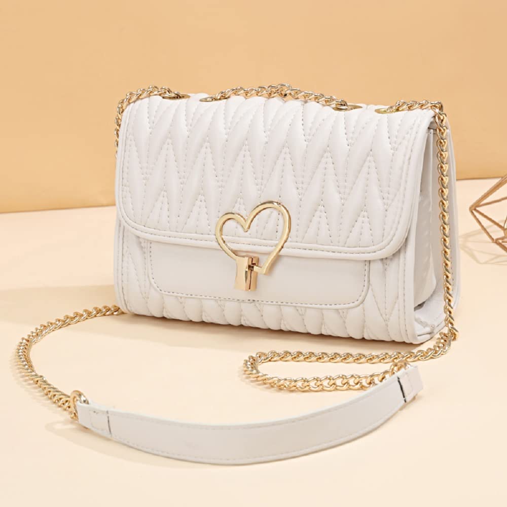Zhongningyifeng Women's Small Leather Crossbody Shoulder Bag with Chain Strap - Fashionable Handbag for Daily Use, Work, Travel and Shopping